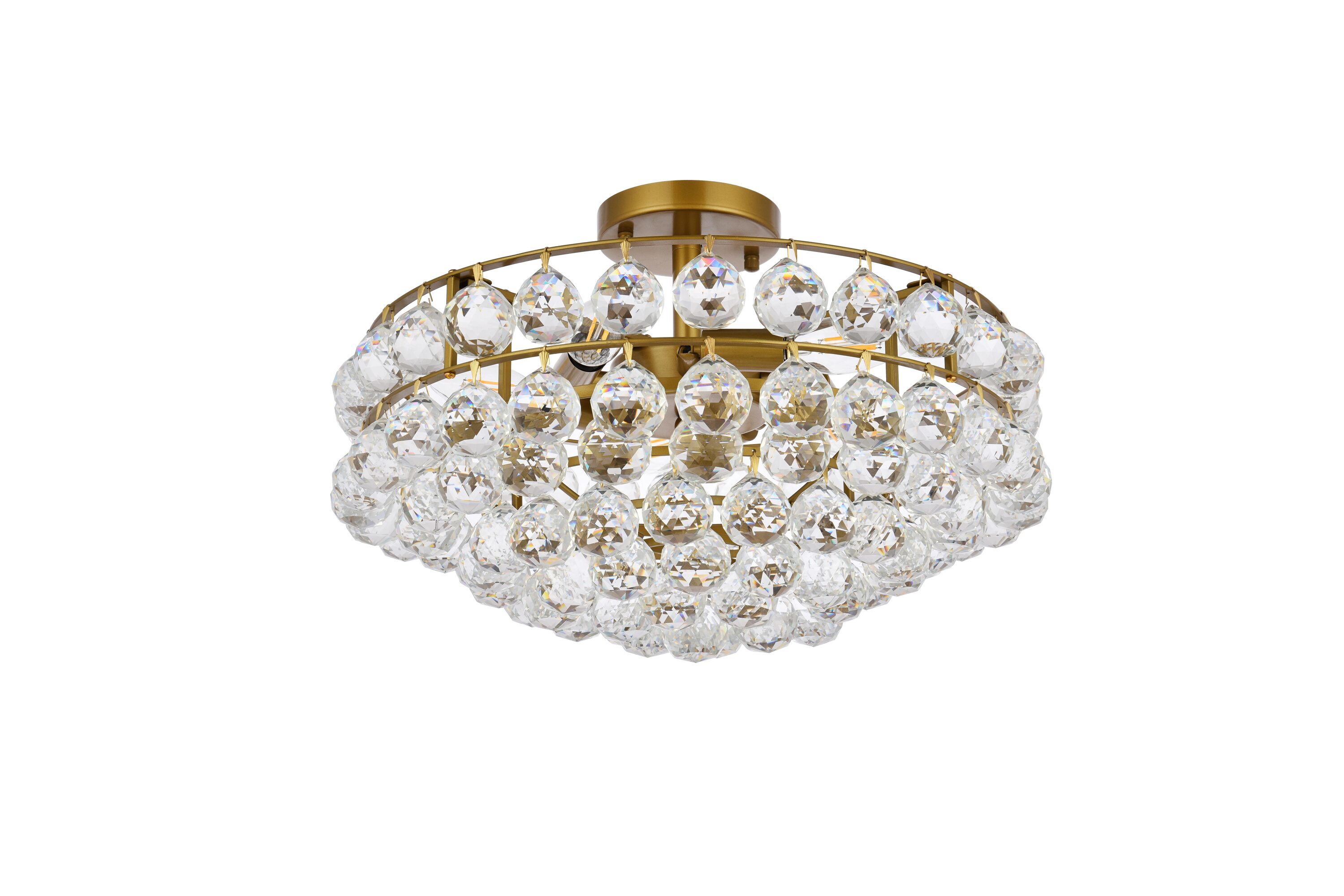 Savannah 18'' Brass and Crystal 5-Light Flush Mount