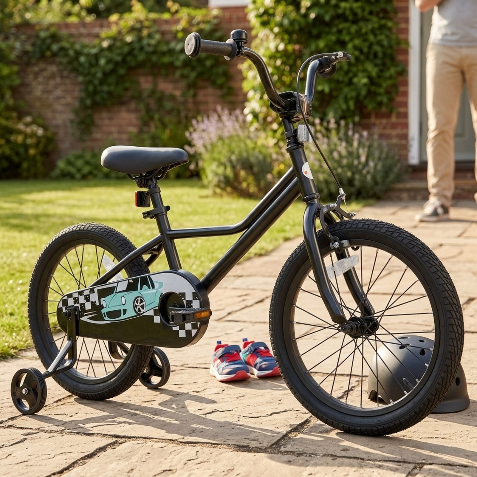 SUGIFT 12-in to 18-in Kids Bike Low-Step Frame Toddler Bicycle Adjustable with Training Wheels Dual Brakes and Chain Guard for 3-8 Years Old