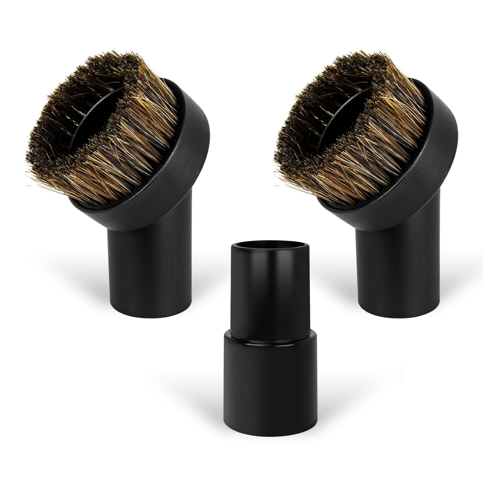 Misopily L05MS10085  3 pcs Horse Hair Brush Vacuum Attachment Set Black Round Brushes for Shop Vacuums Compatible with Most Vacuum Cleaners 1 and One
