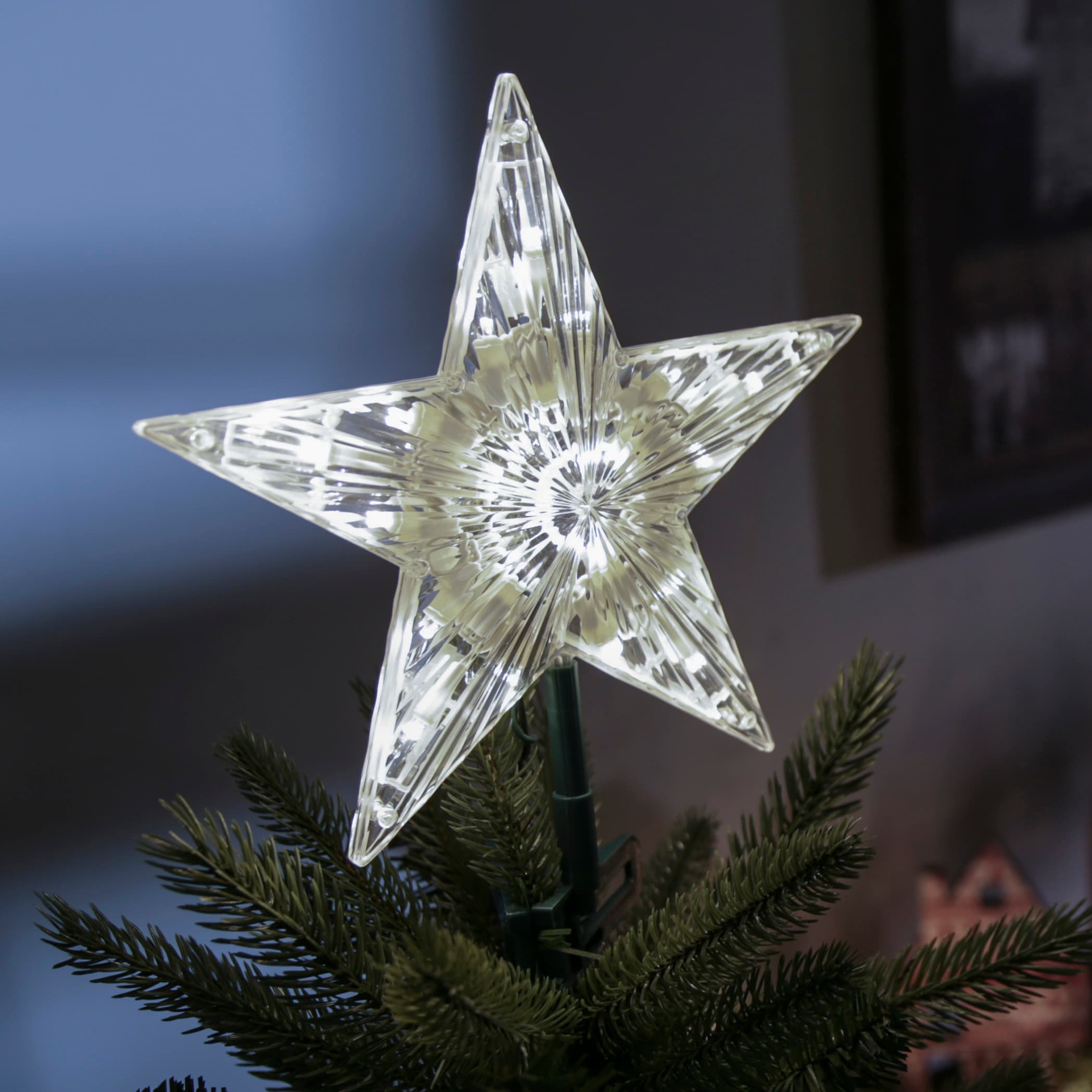 GE 9.5-in Star Clear White Christmas Tree Topper at Lowes.com