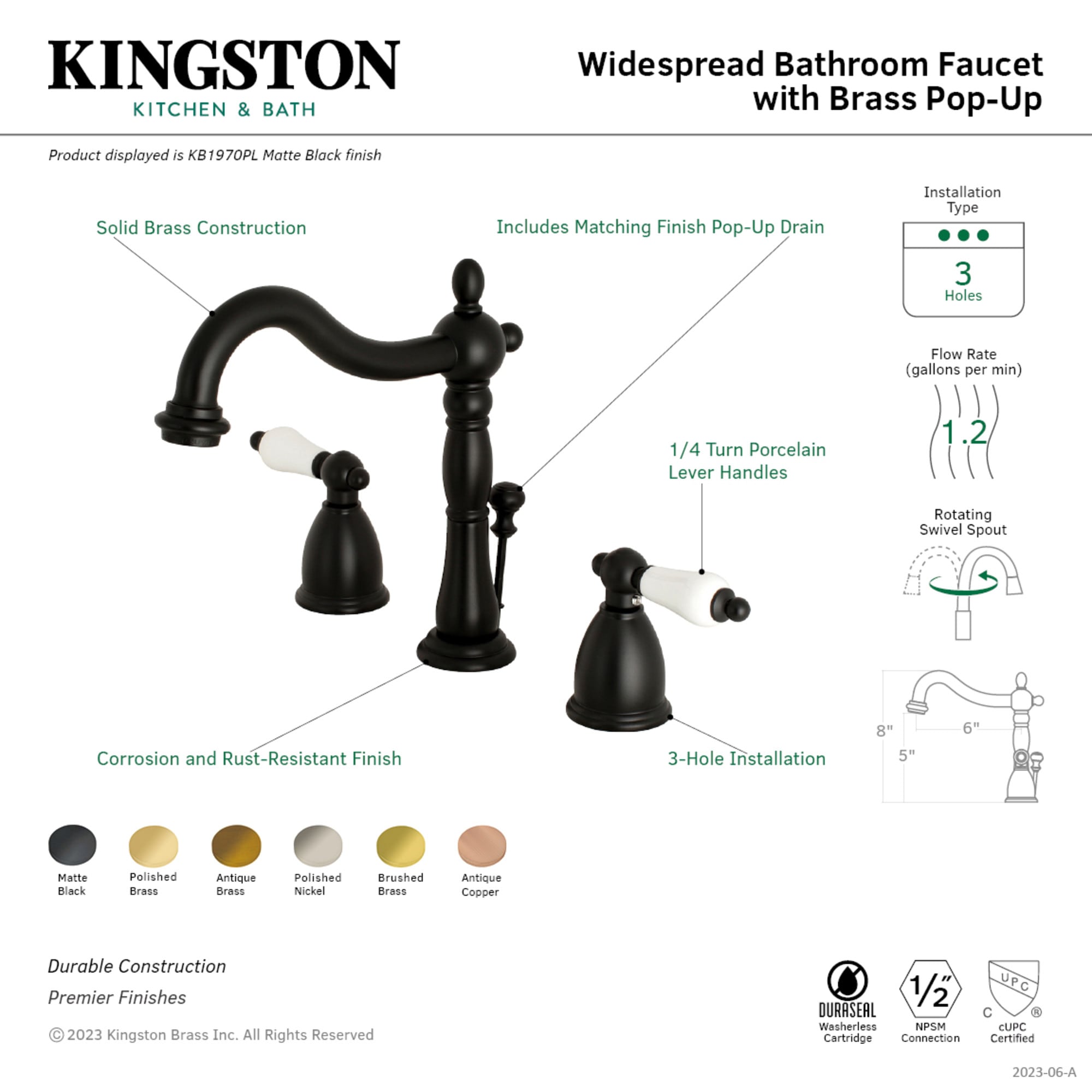 Kingston Brass WLKB1976PL Lavatory-Faucets - View #3