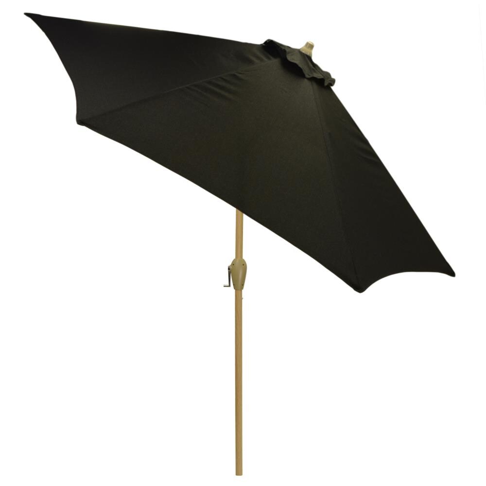 Plantation Patterns 9960-012863LW 9-ft Black Push-button Tilt Market Patio Umbrella