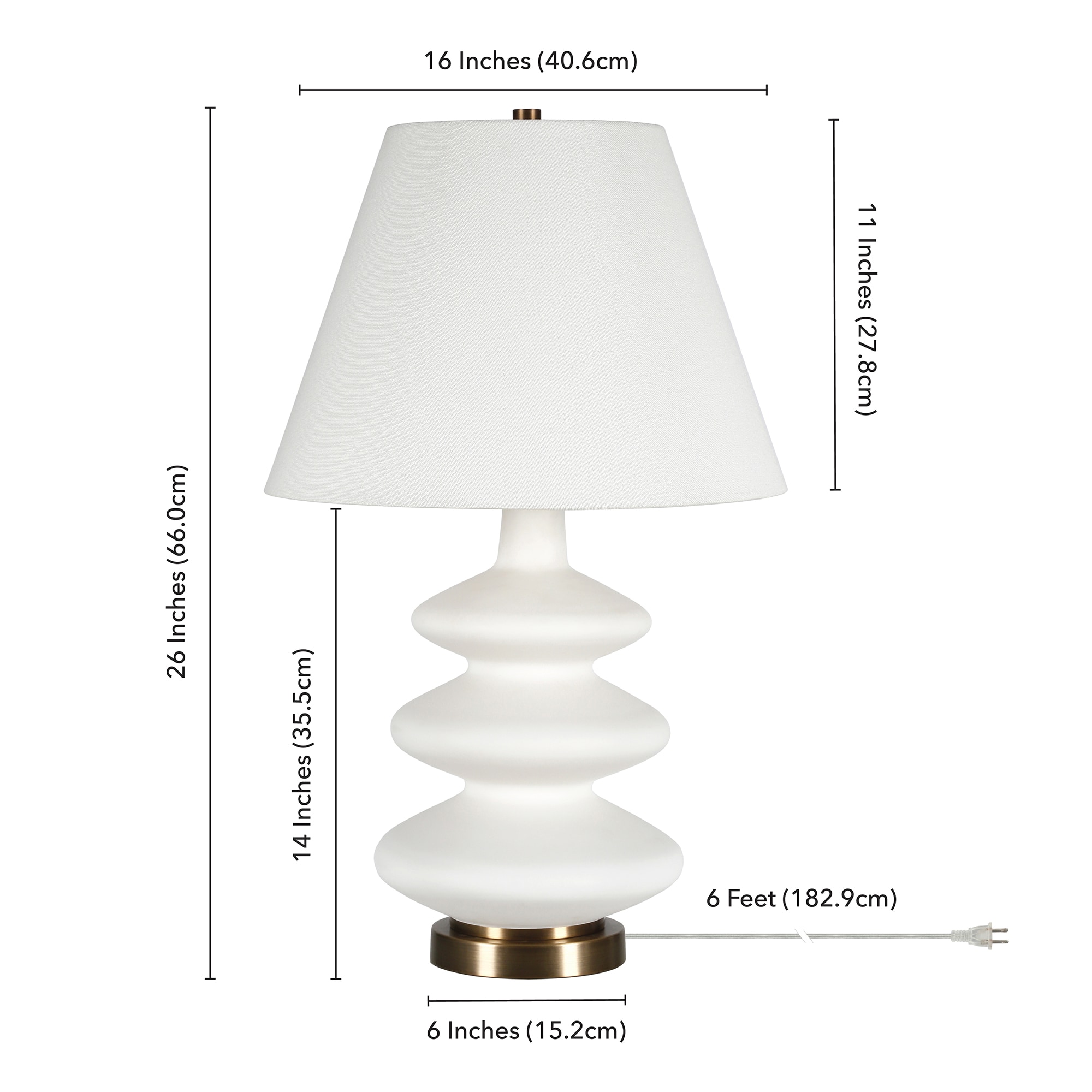 Hailey Home Carleta 2650-in White Table Lamp with Fabric Shade in the Table  Lamps department at