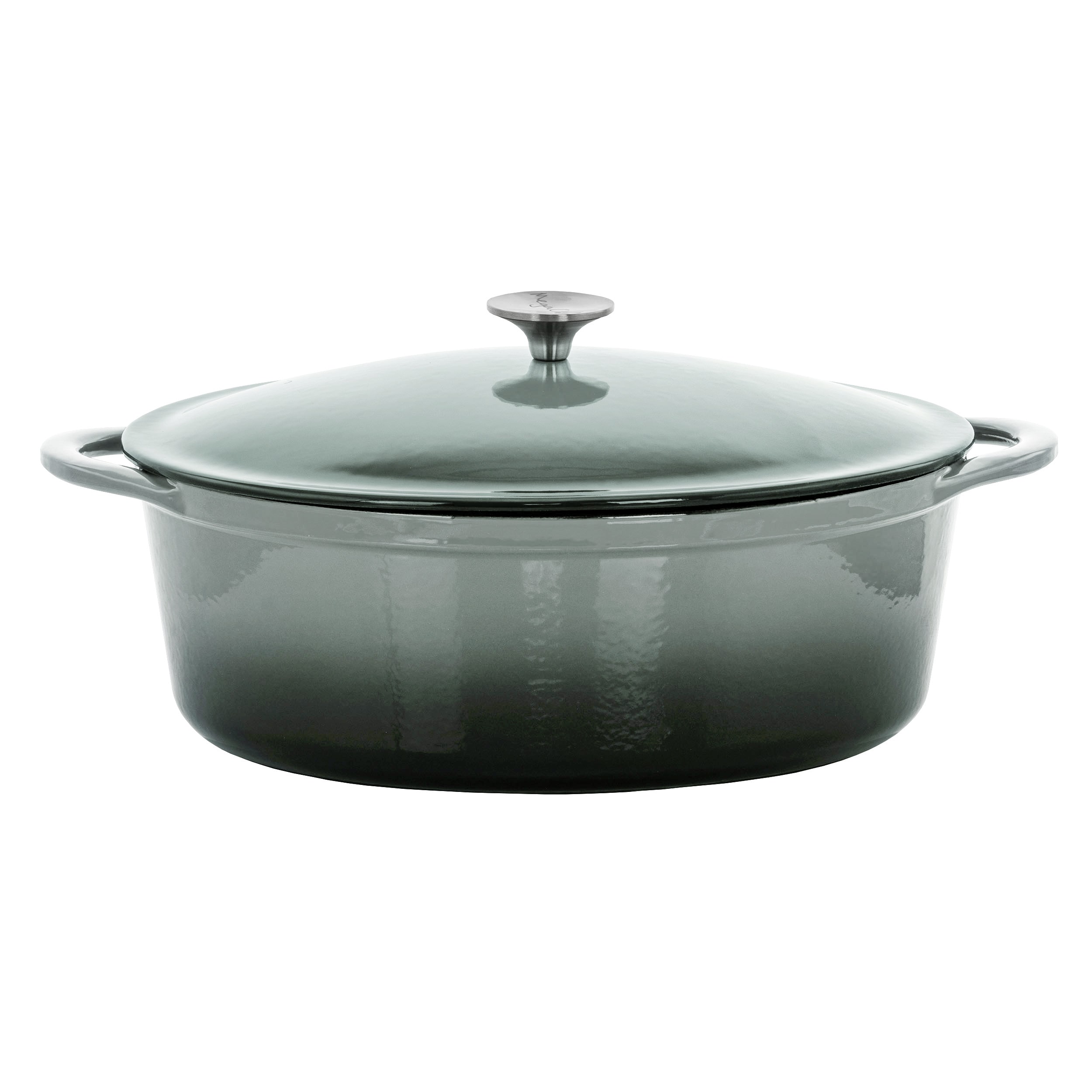 MegaChef  7 Quarts Oval Enameled Cast Iron Casserole in Gray