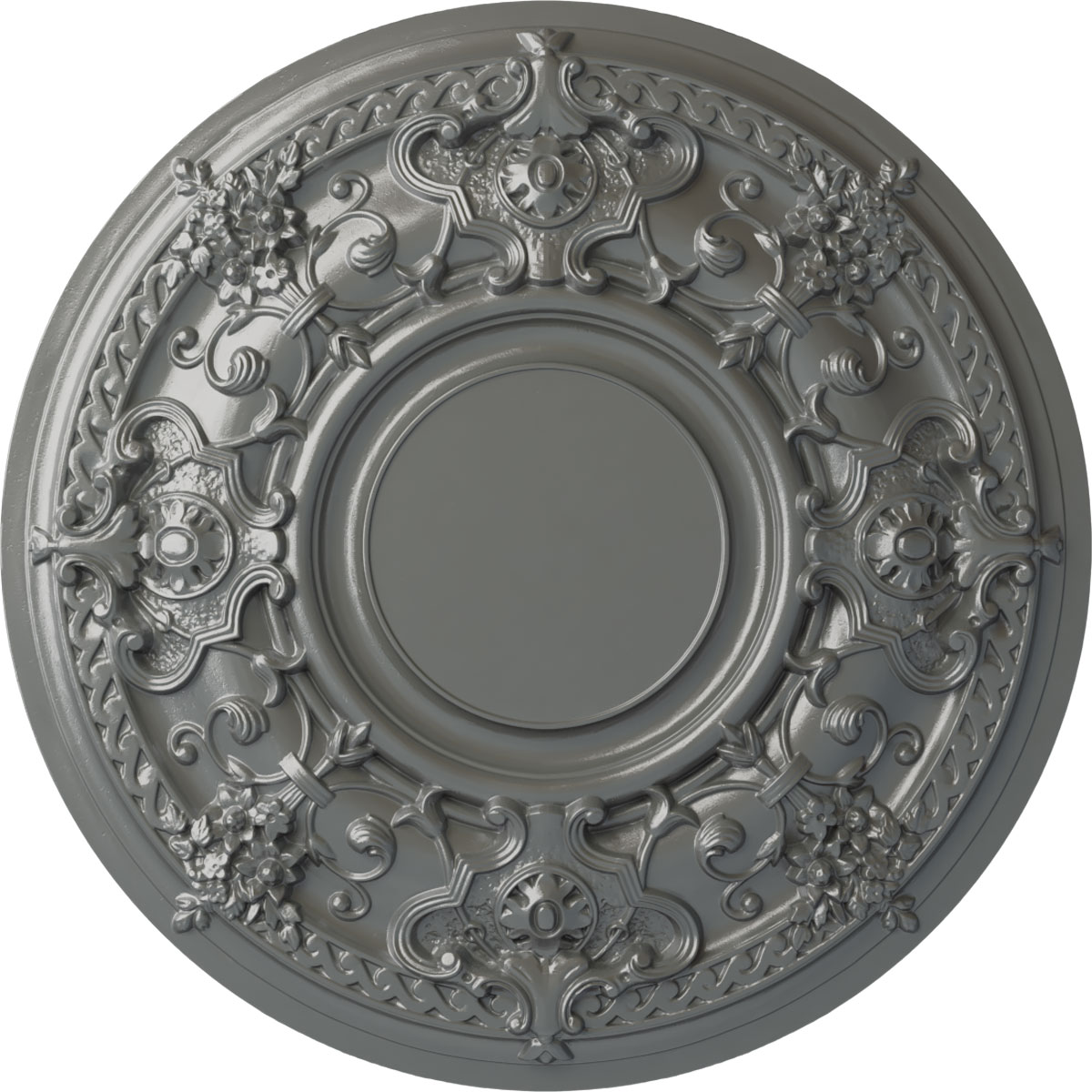 Ekena Millwork CM32JASLS Jackson 32.75-in W x 32.75-in L Painted Silver Polyurethane Whole Ceiling Medallion