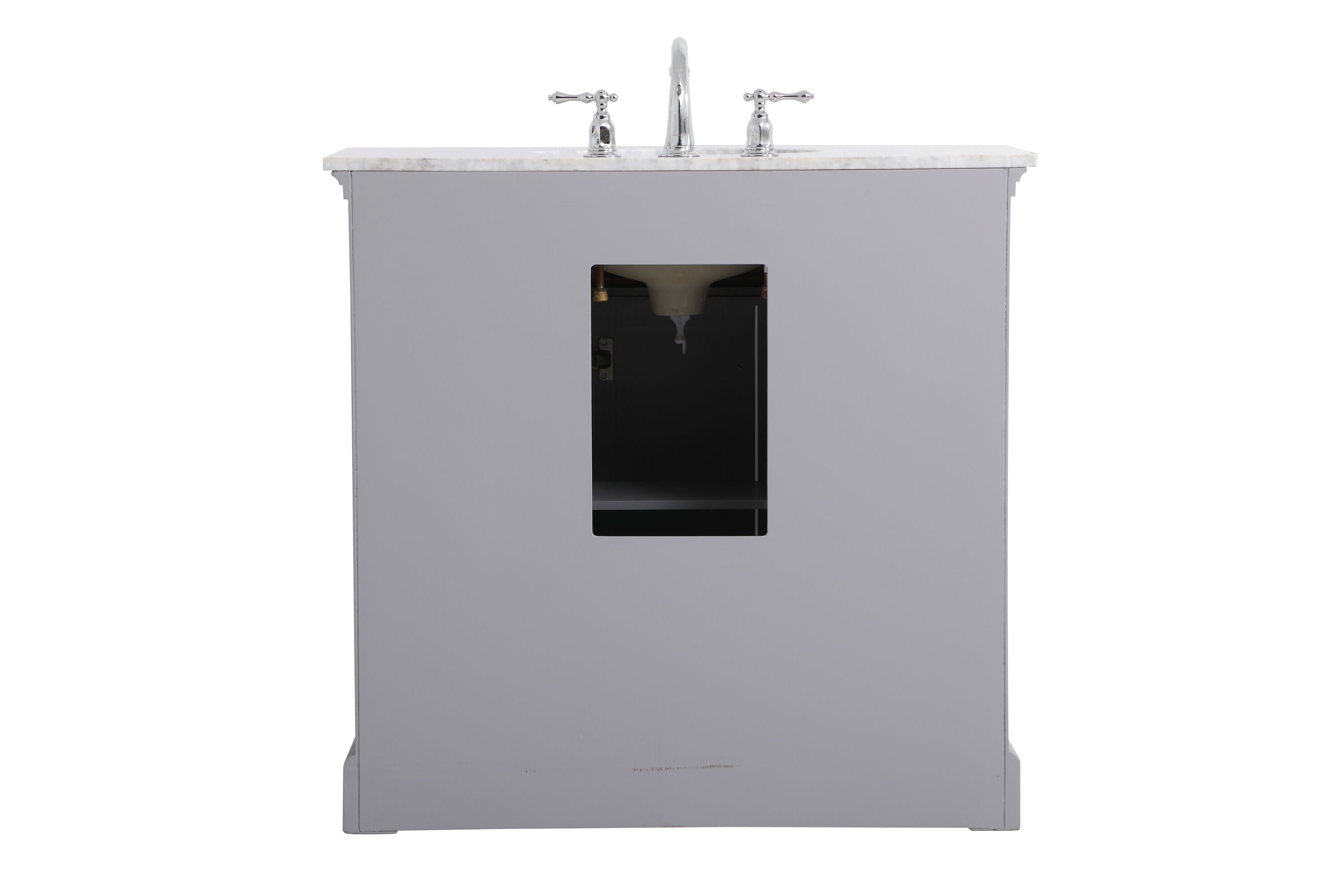 Clarence 36" Gray Solid Wood and Marble Single Bathroom Vanity