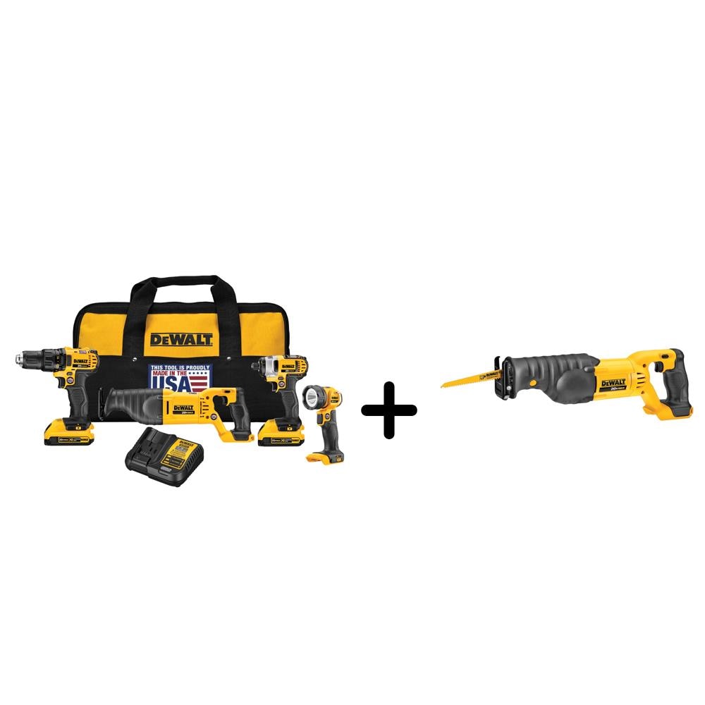 DEWALT 4-Tool 20-Volt Max Power Tool Combo Kit with Soft Case (2 