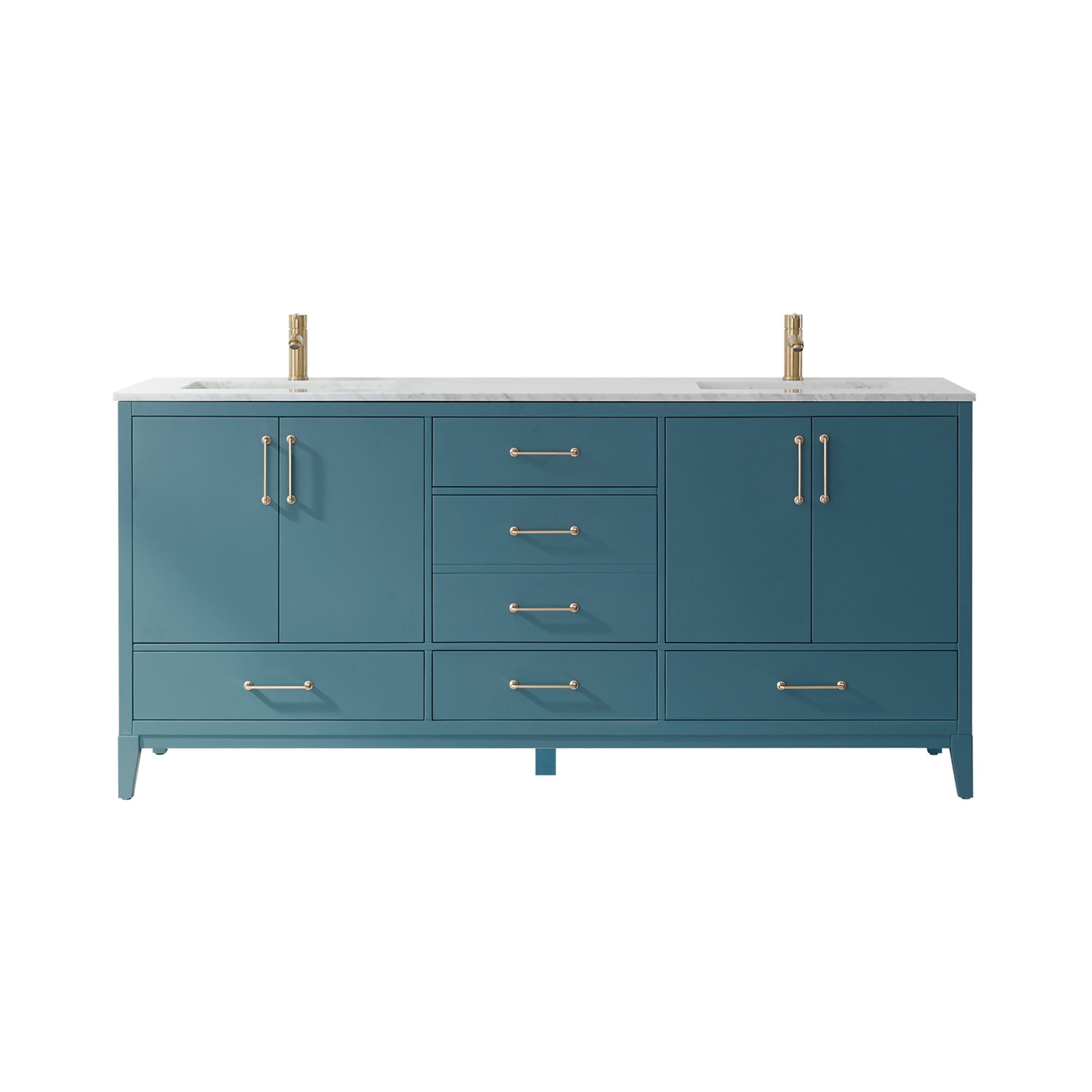Altair 541072-RG-CA-NM Sutton 72-in Royal Green Undermount Double sink Bathroom Vanity with Carrara White Marble Top
