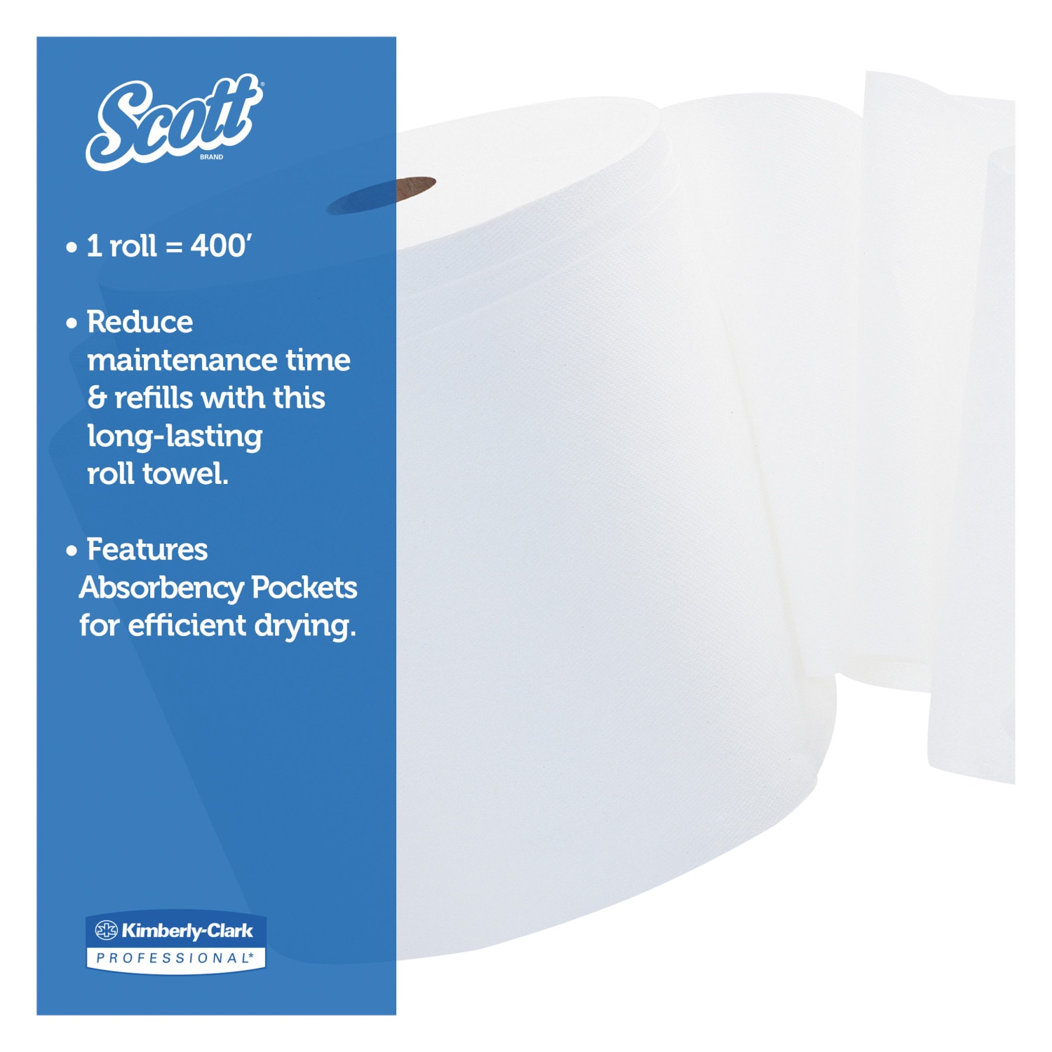 Scott® Essential Universal High-Capacity Hard Roll Towels (01000), with  Absorbency Pockets™, 1.5 Core, White, (1,000'/Roll, 12 Rolls/Case,  12,000'/Case)