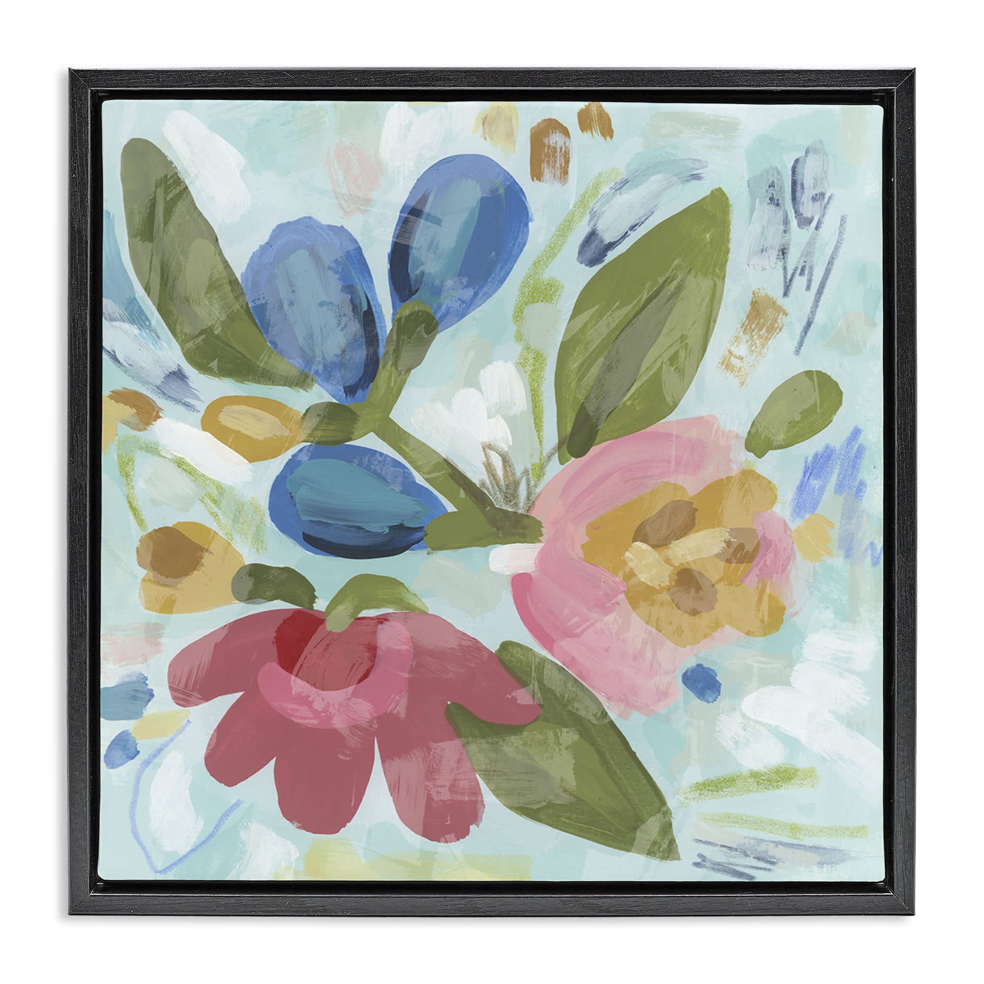 Stupell Industries BS-406-FFB-24X24 Bright Boho Flowers Floating Frame design by June Erica Vess
