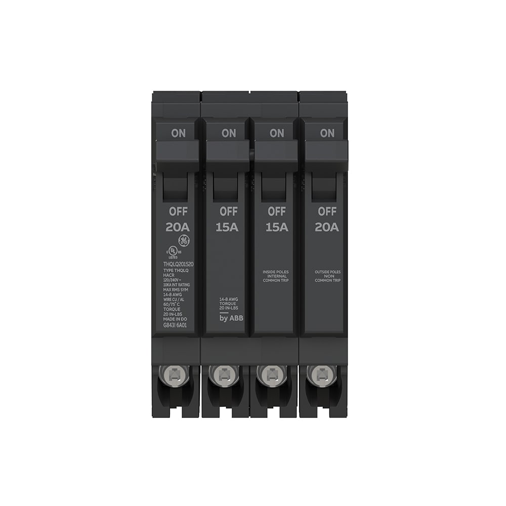 GE Q-Line THQL 20-amp/15-amp/20-amp 4 -Pole Standard trip Circuit Breaker #THQLQ201520