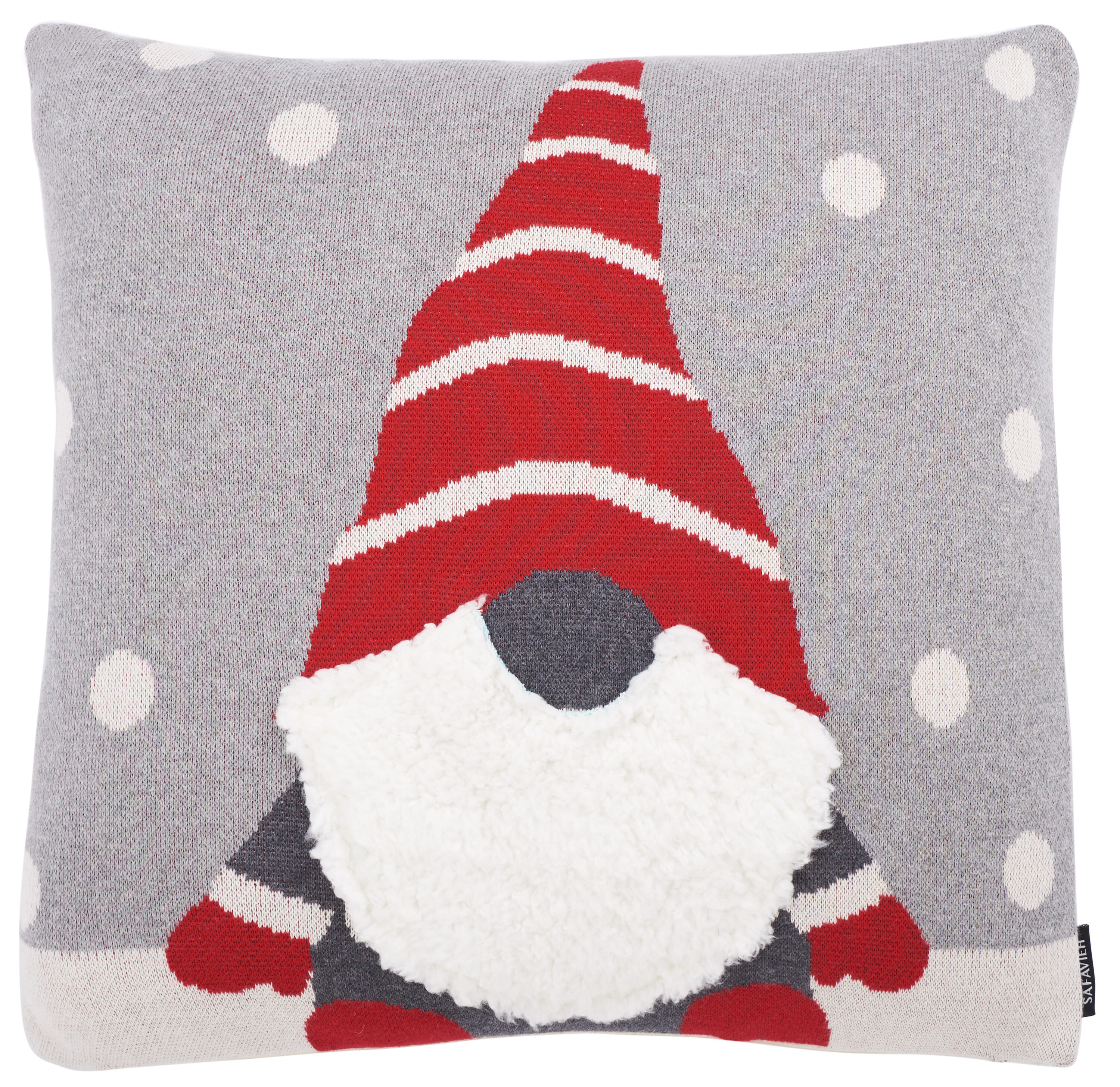 Safavieh HOL3011A-1818 SAFAVIEH Peppermint Elves Pillow, 18-in x 18-in, Grey/Red