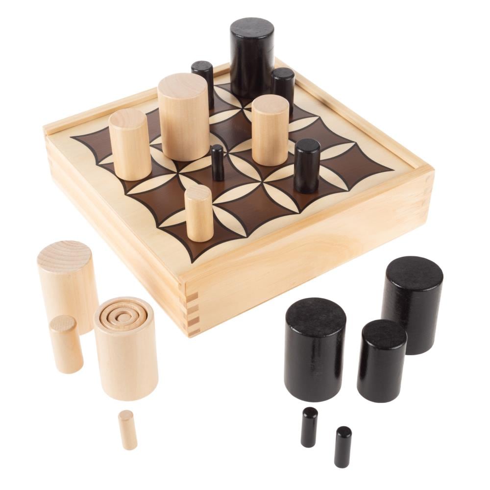 Wooden Classic Tic Tac Toe And Solitaire With Steel Marbles 2 In 1 Board Games