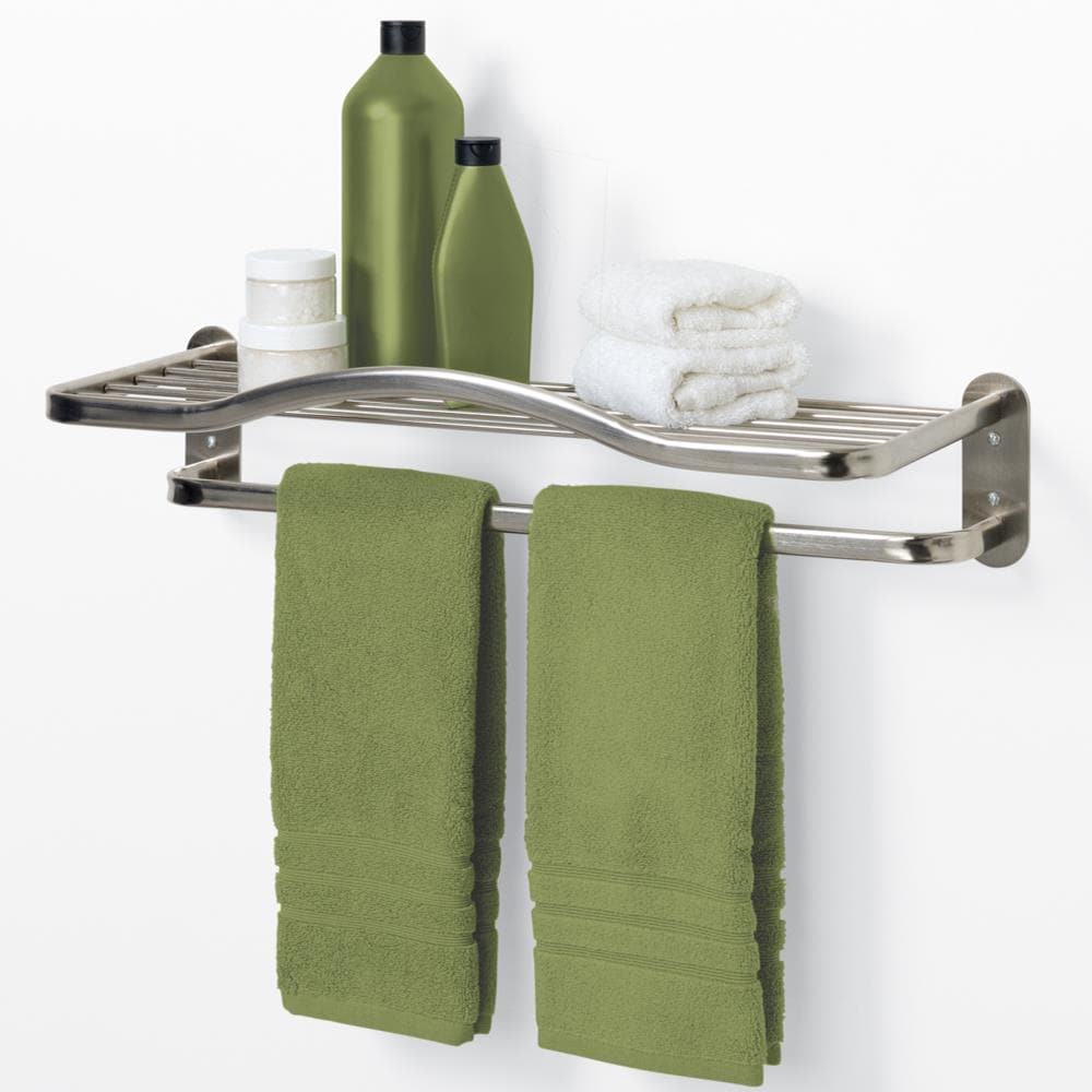 Bathroom shelf with towel bar brushed shop nickel