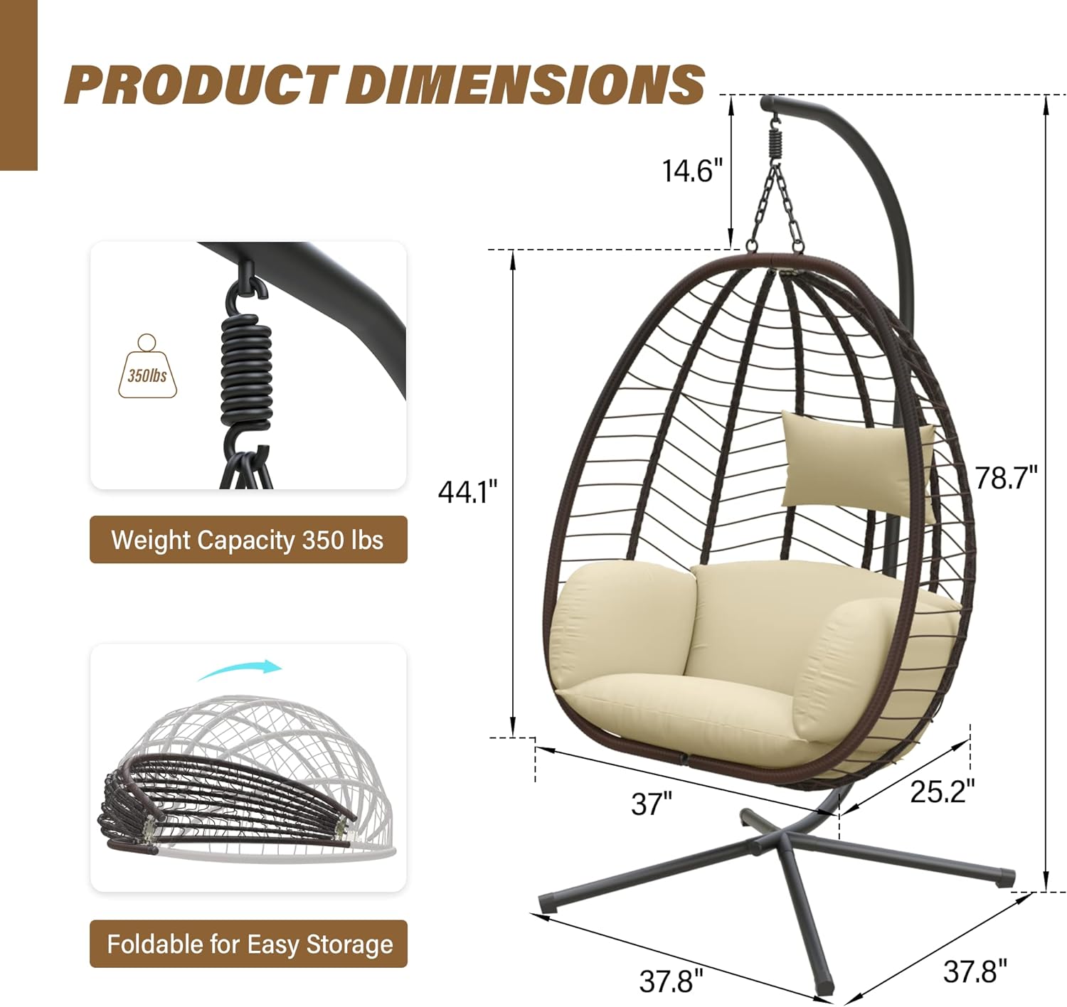 ALAULM LS-EGGCHAIR-CREAM Swing-Gliders - View #2