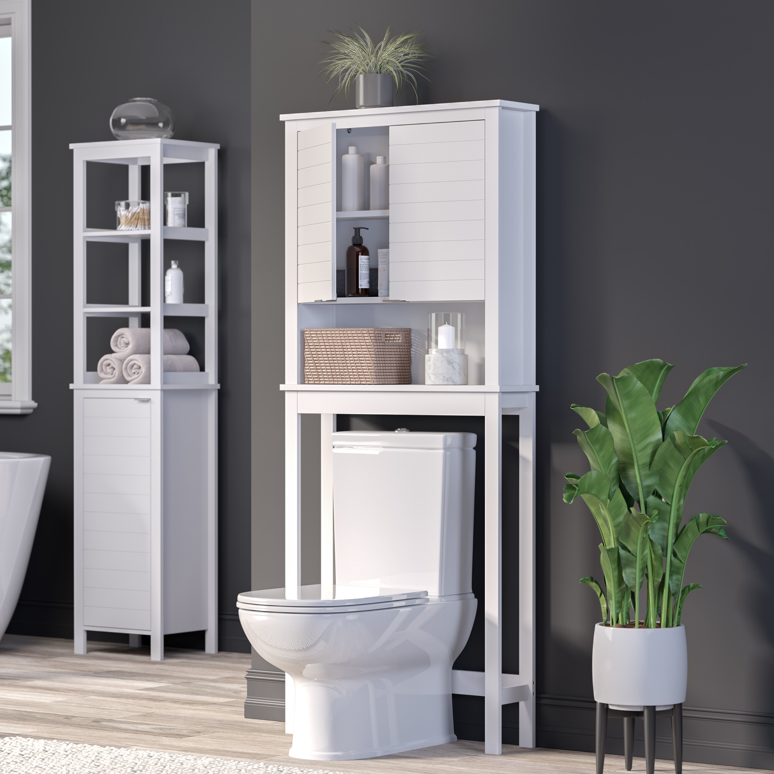 Aoibox Modern Over The Toilet Space Saver Organization Wood