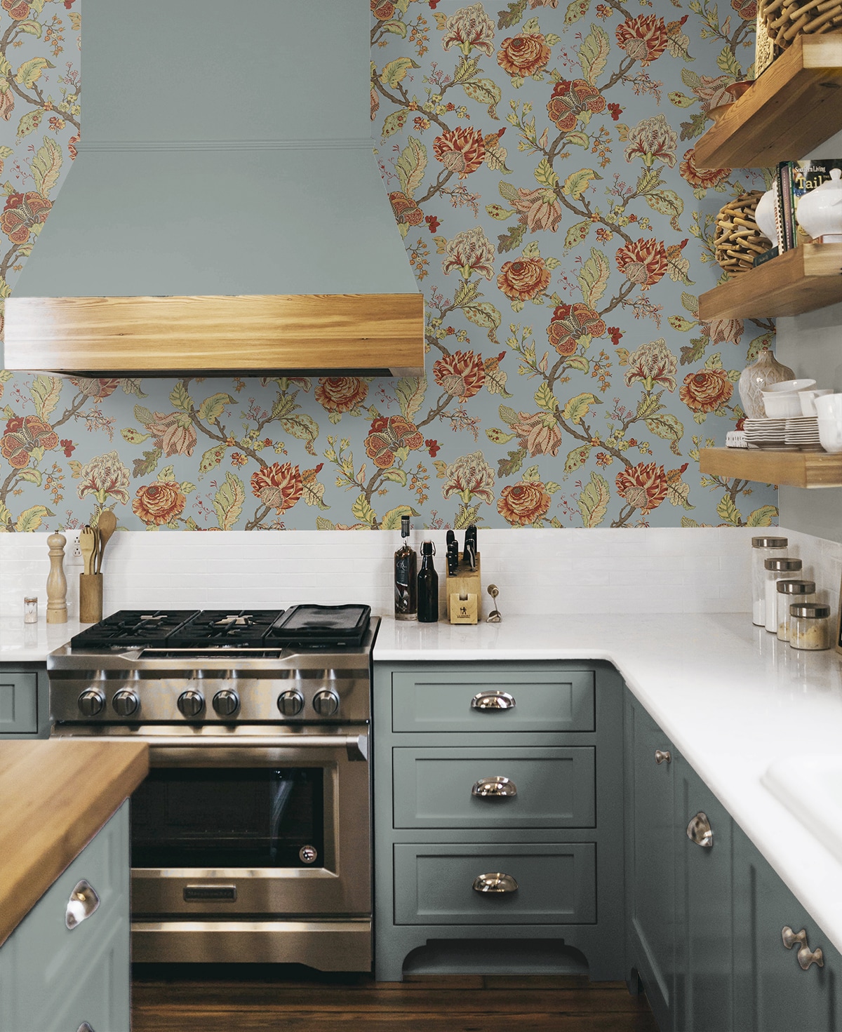 Blue Dusk Floral Vinyl Self-Adhesive Peel and Stick Wallpaper