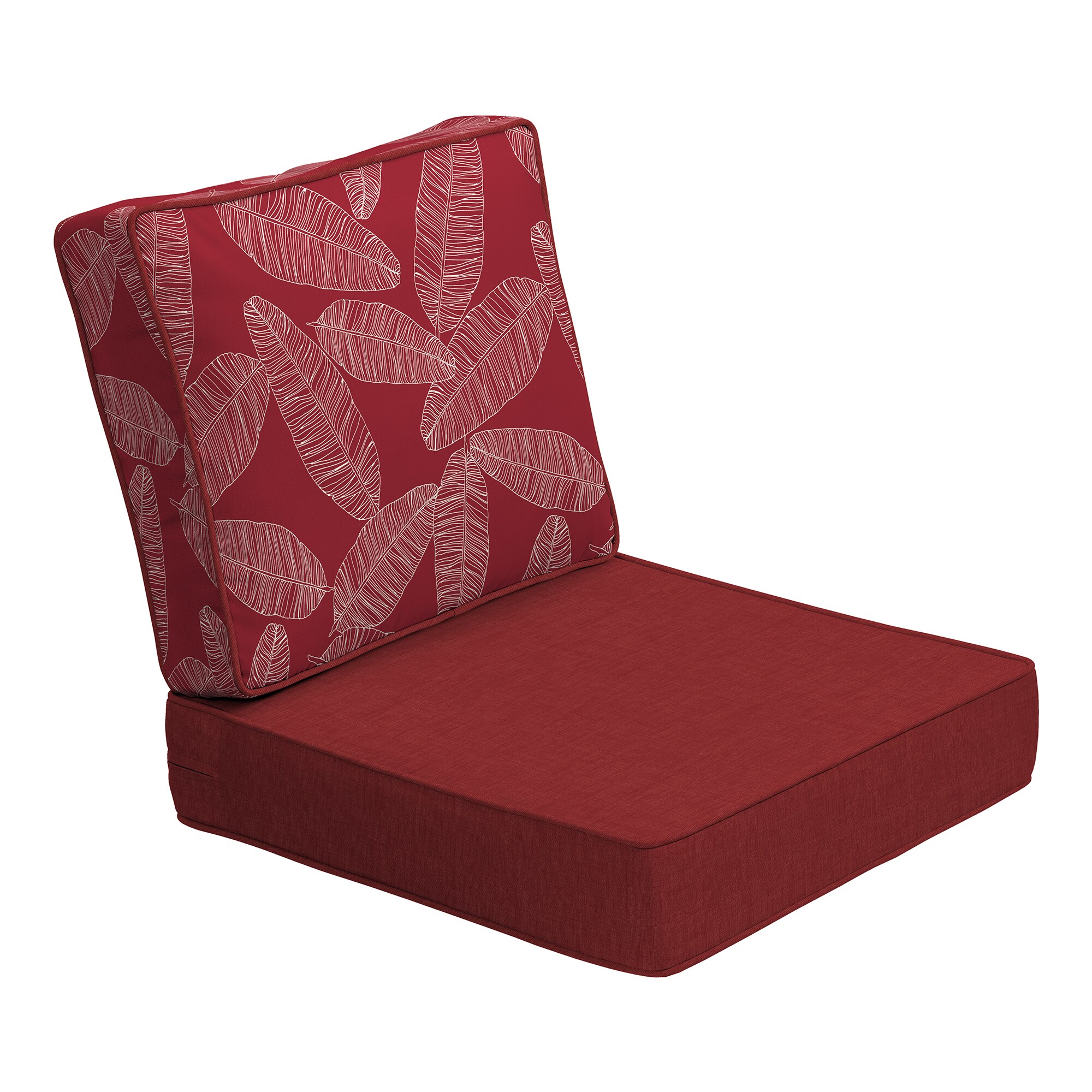 ARDEN ZP05F60A-DKZ1 ProFoam Performance Unbranded 24-in x 24-in Red Leaf Palm Deep seat patio chair cushion