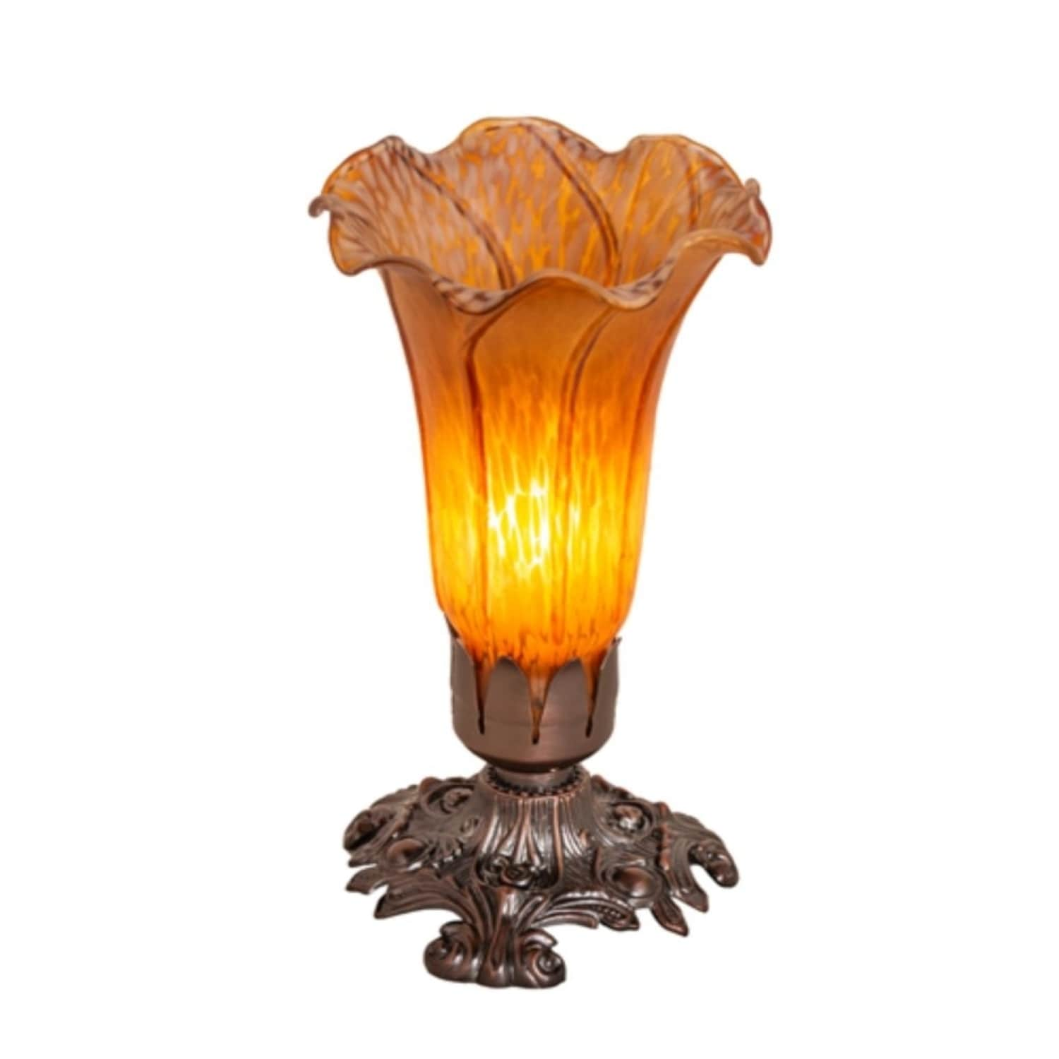 Meyda Tiffany Lighting 8-in Mahogany Bronze Uplight Table Lamp with ...