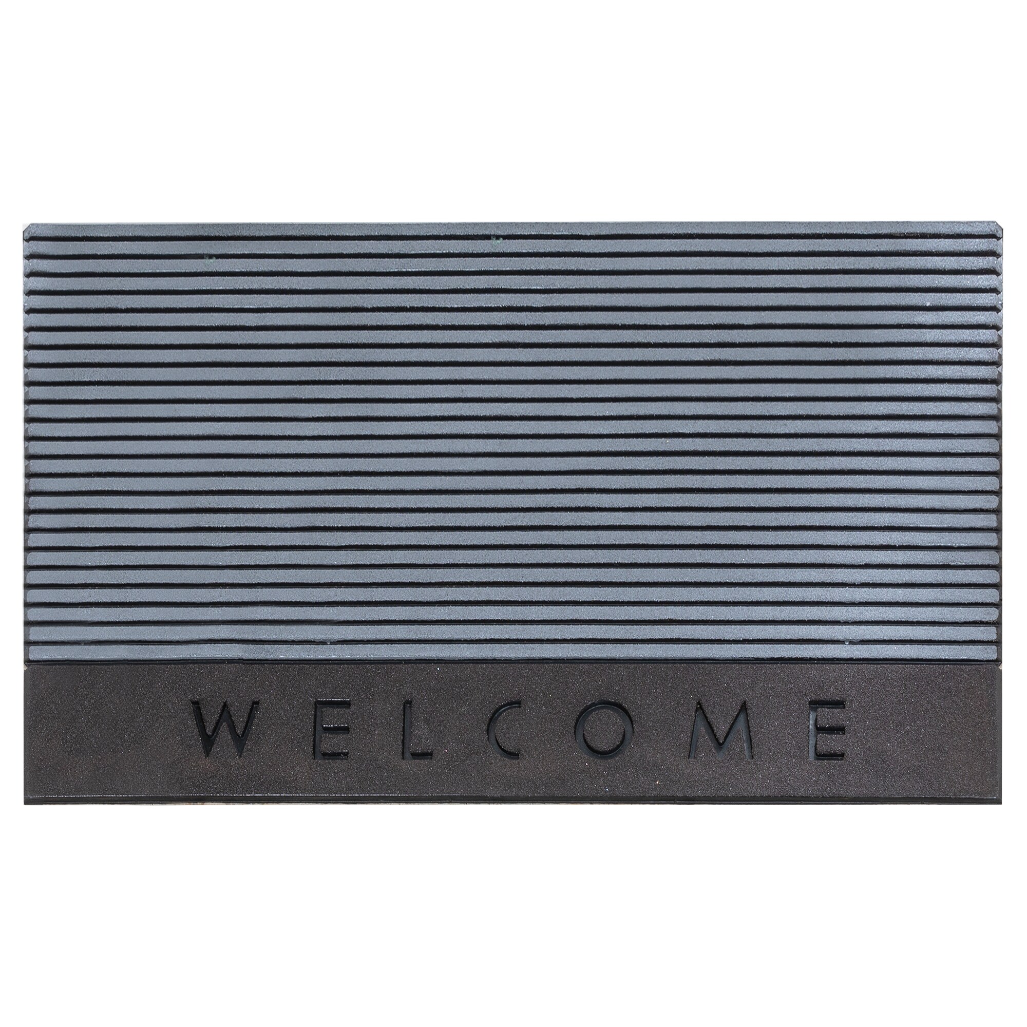 Ottomanson RBR2303-18X30 1-ft x 3-ft Gray Rubber Rectangular Indoor or outdoor Decorative Home Door mat