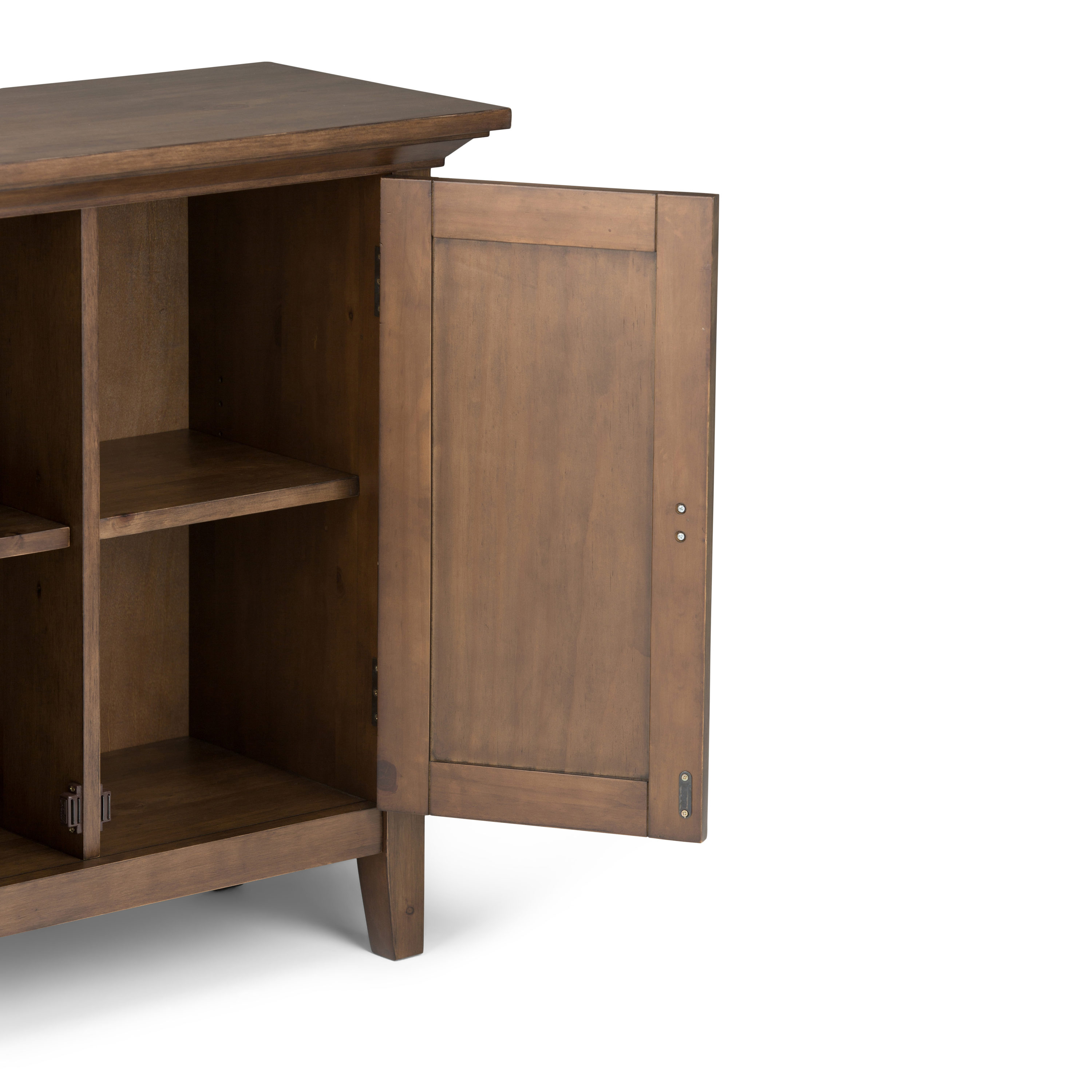 Rustic Natural Aged Brown Solid Hardwood Low Cupboard with Adjustable Shelving