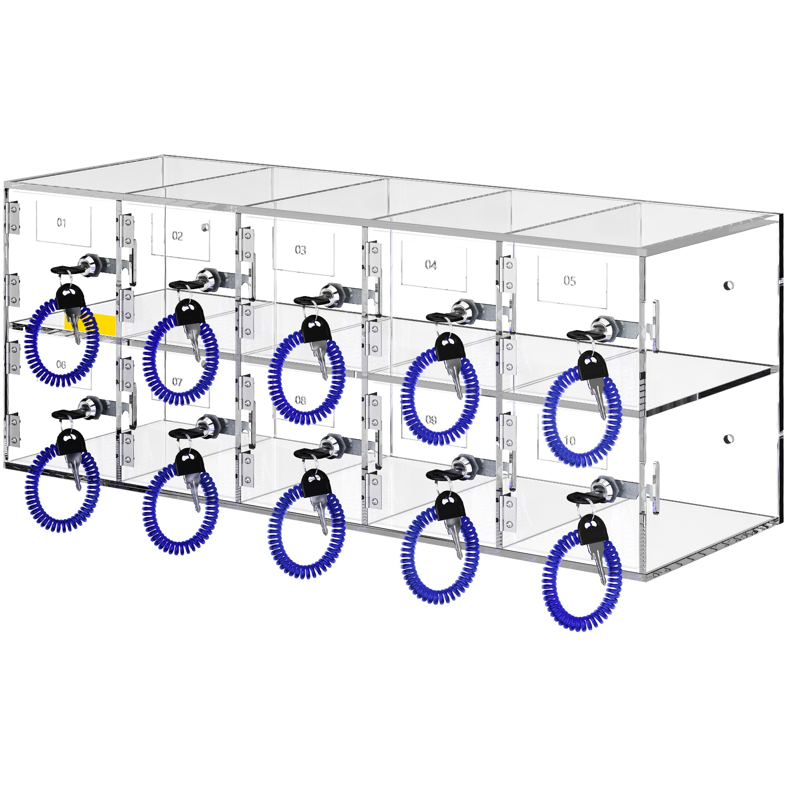 VEVOR SCYKLSJCWJSJ02124V0 Cell Phone Storage Locker  10 Slots Acrylic Material with Door Locks and Keys  Wall-Mounted Cabinet Pocket Office Classroom Gym Box  Clear