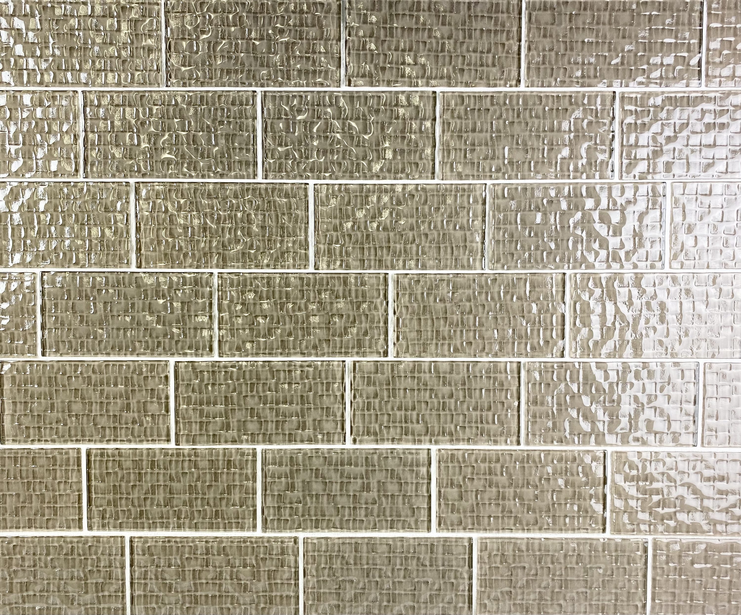 Abolos LWSMEC0306-OL-SAMP Sample- Waves Olive Brown/Glossy Textured 3-in x 6-in Glossy Glass Subway Wall Tile