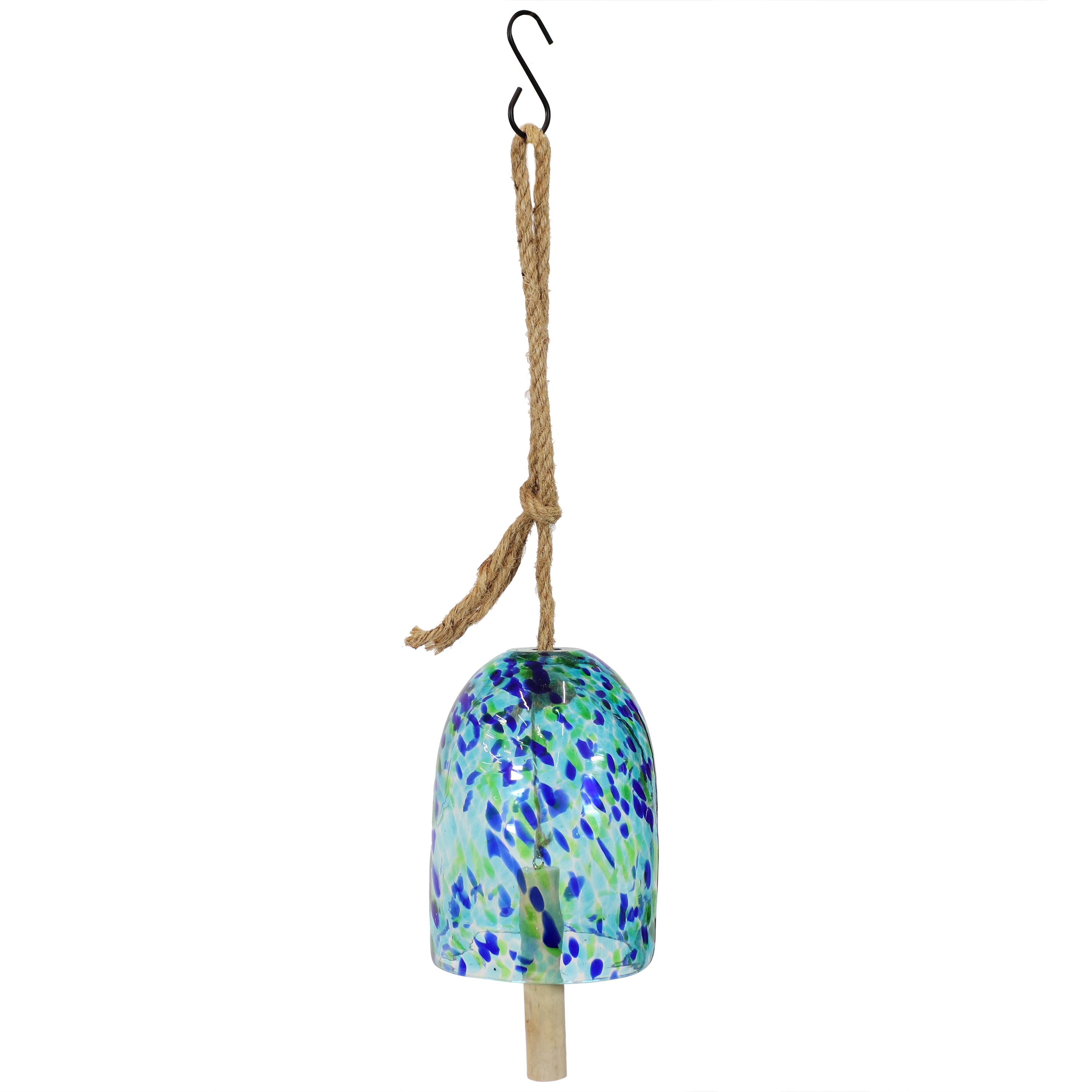 Blue and Green Speckled Glass Wind Chime Bell