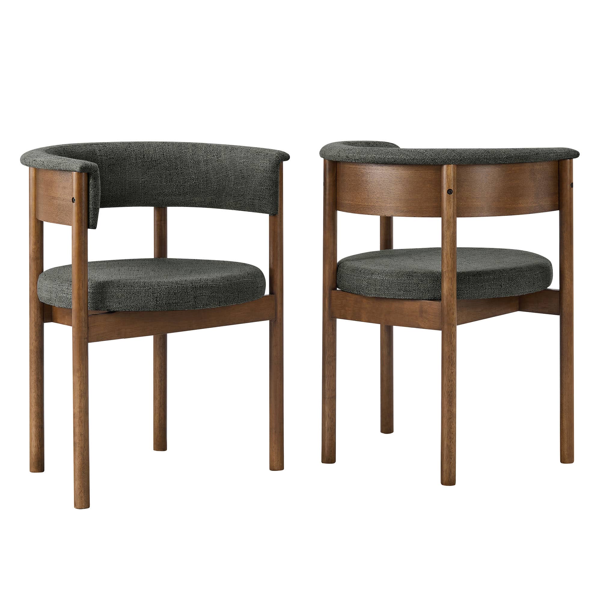  Clea Curved Upholstered Dining Chairs Set Of 2 in Charcoal