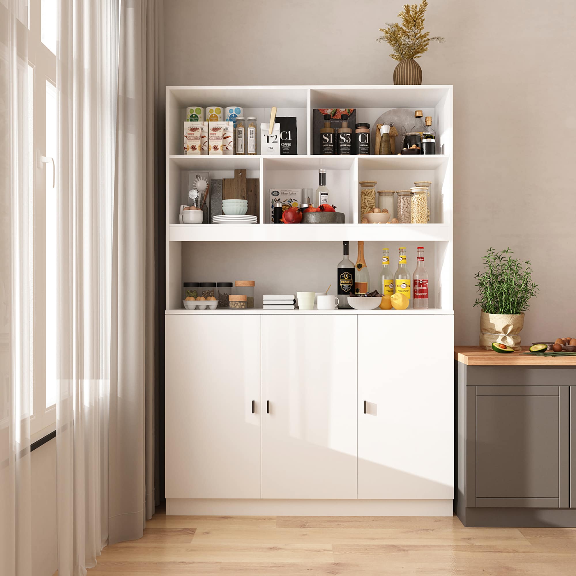FUFU&GAGA LJY-KF020338-01 Contemporary/Modern White Pantry with Wine Storage