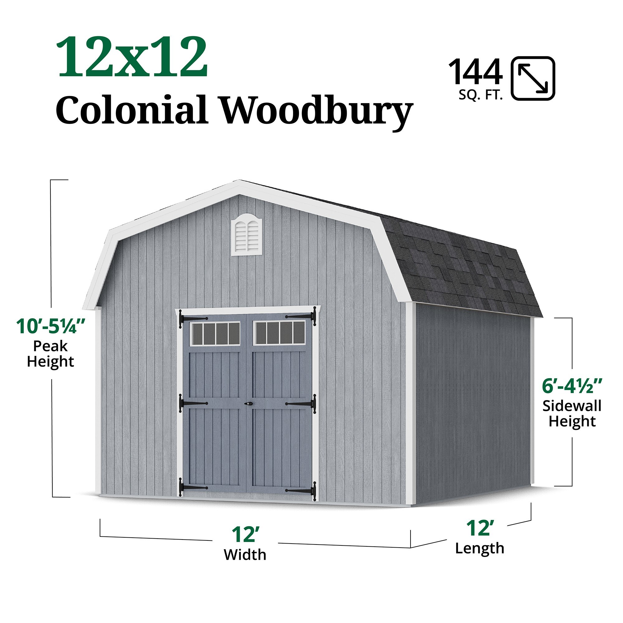Little Cottage Co 12X12 WBCGS-PC-FK Wood-Storage-Buildings - View #3