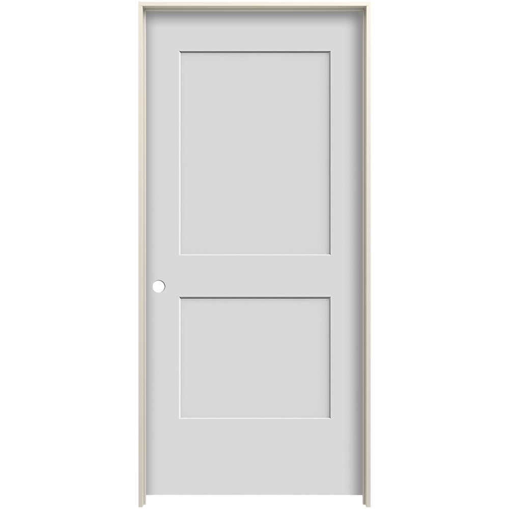 JELD-WEN LOWOLJW226100327 32-in x 80-in Fog Solid Core 2-panel Square Right Hand Smooth Prefinished Molded Composite Flat Jamb Single Prehung Interior Door