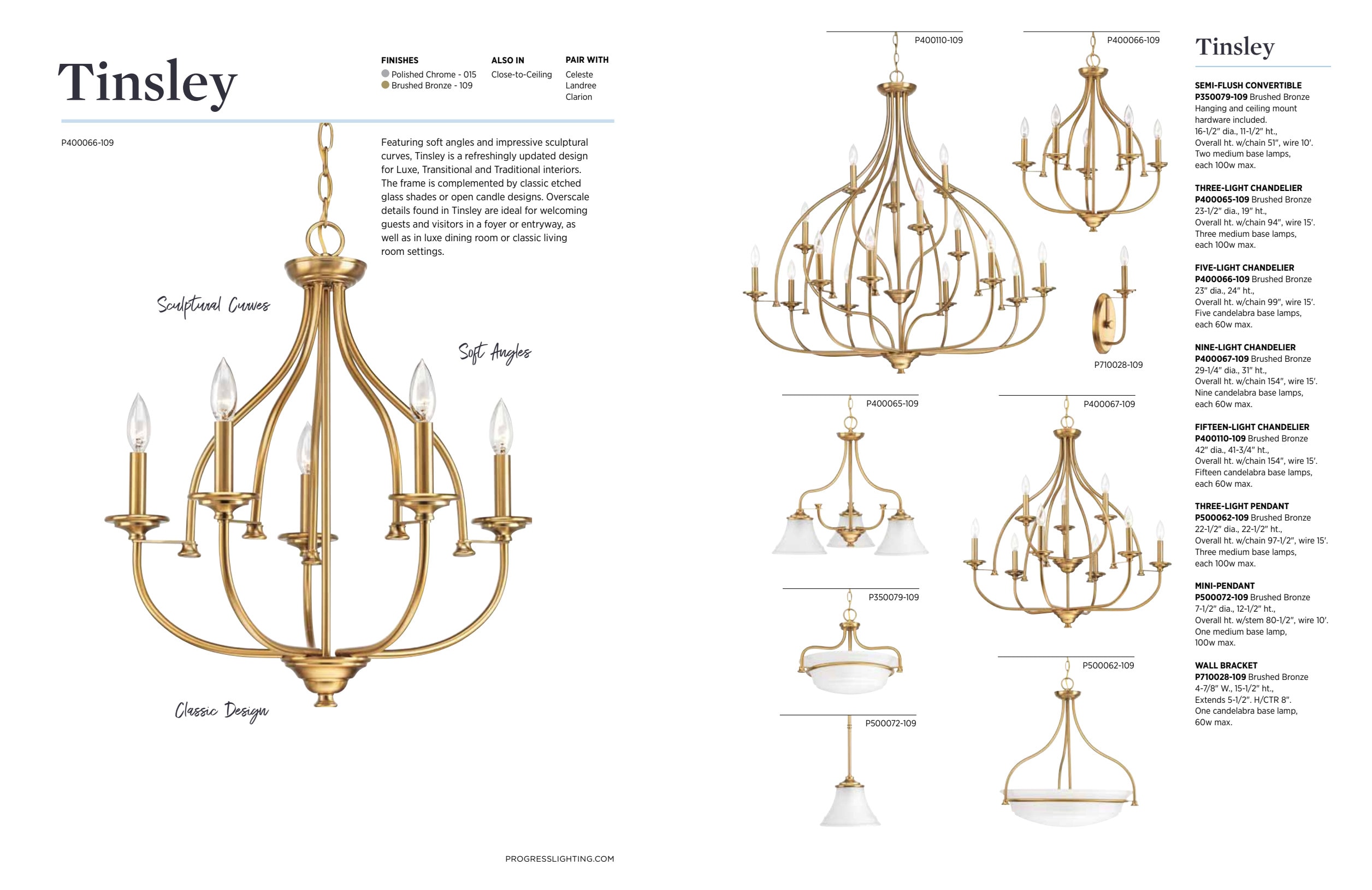 Tinsley Chrome Glass Inverted Pendant Light