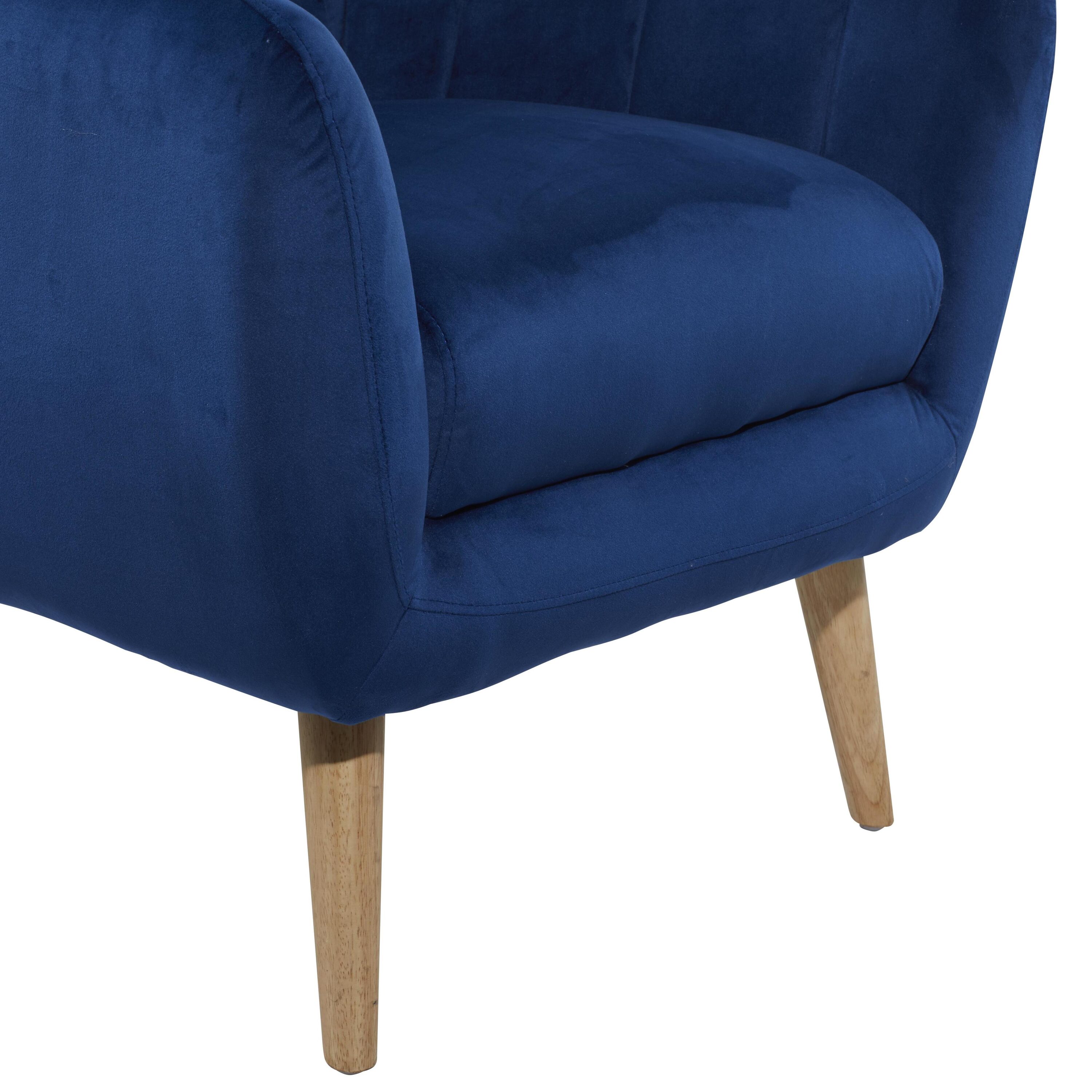 Elegant Blue Velvet 27" Wood Frame Accent Chair