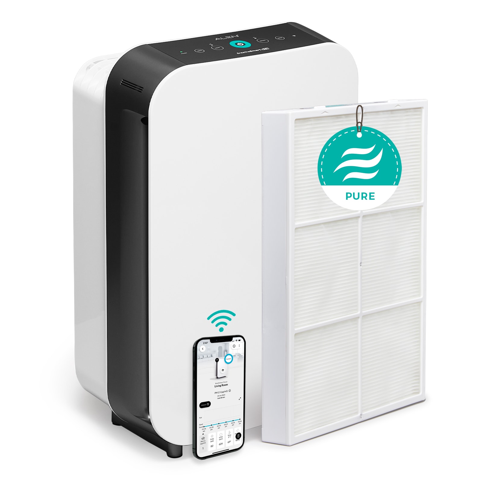 Alen 600111 BreatheSmart 35i Pure 4 -Speed Smart Compatible White True HEPA Air Purifier (Covers: 500-sq ft )