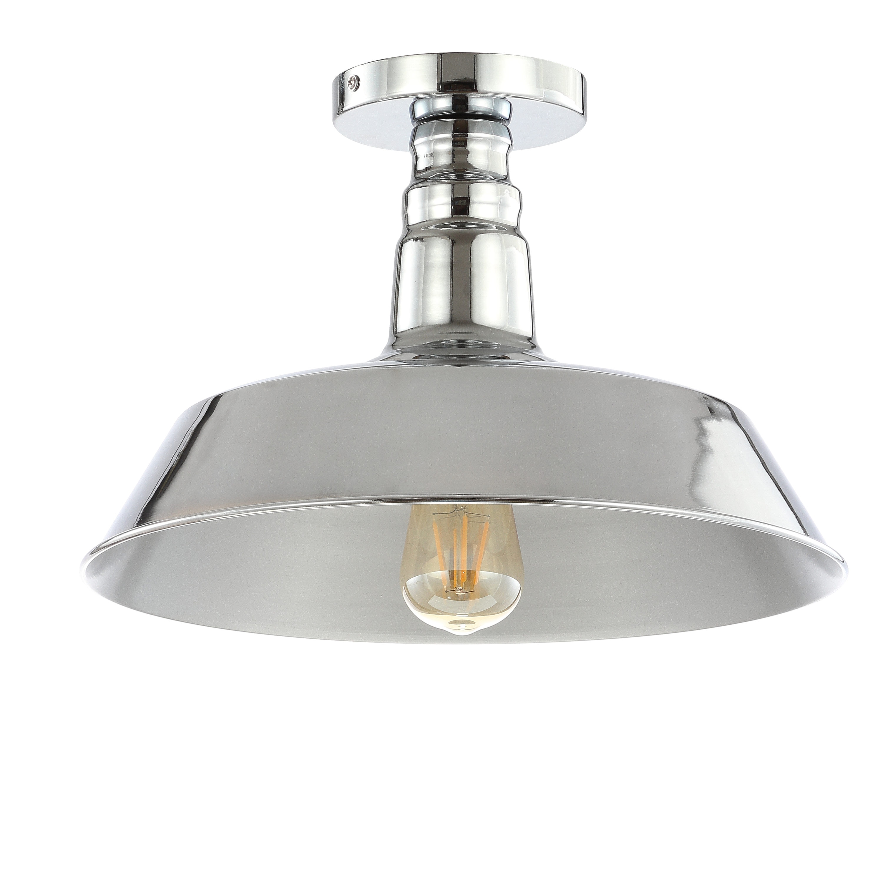 Cottage Chrome 14" LED Ceiling Bowl Light - Dimmable and App-Controlled