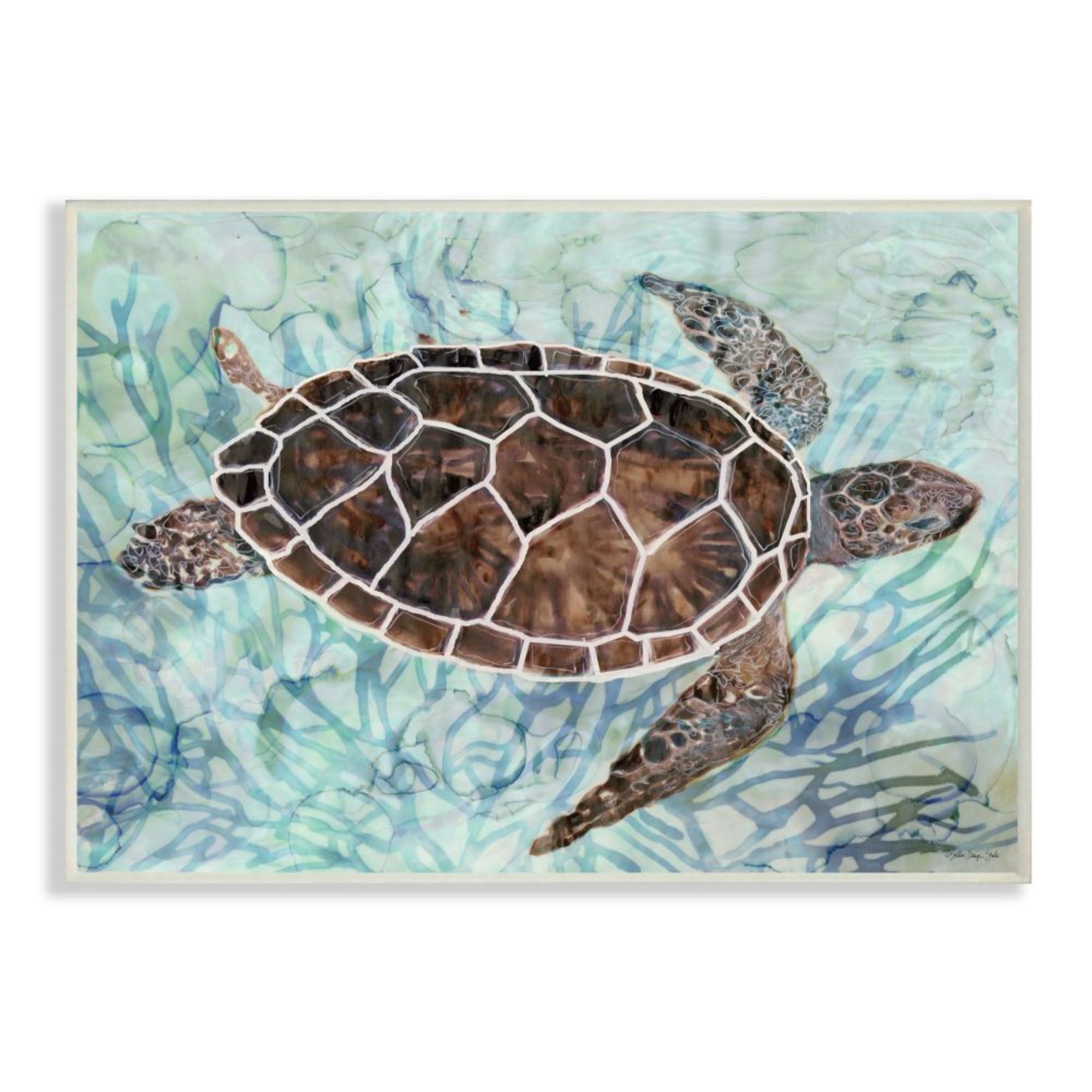 The Stupell Home Decor Collection Sea Turtle on Aged Newspaper Wall Art 