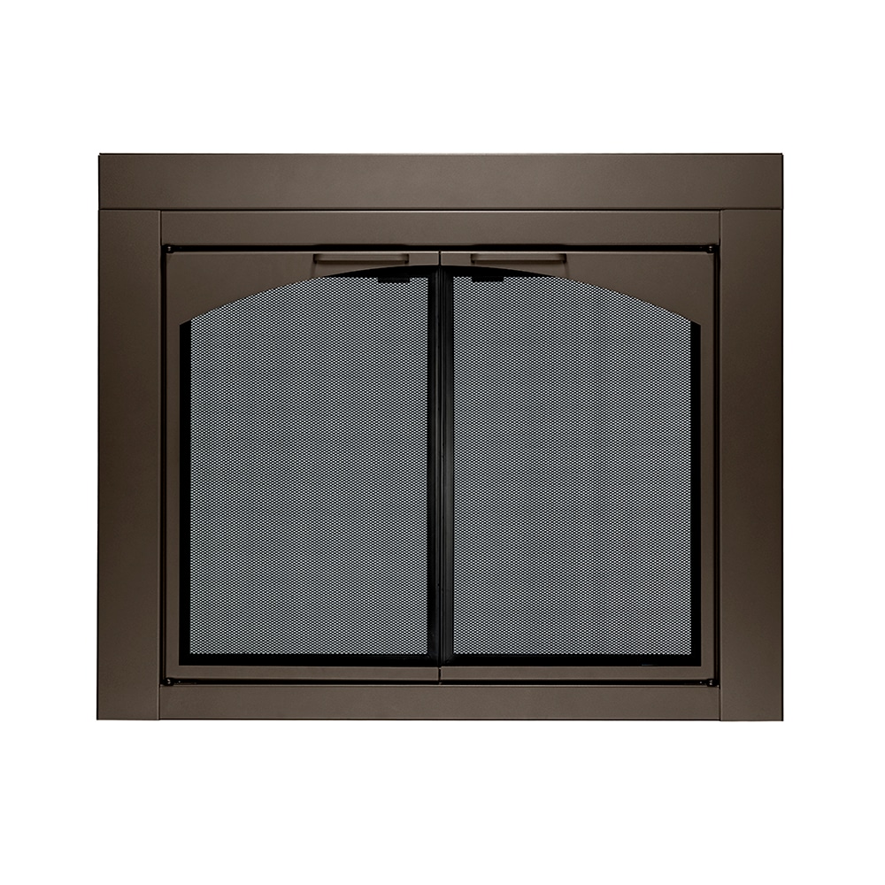 allen + roth FPDM206ORB Preston Oil Rubbed Bronze 30-in to 37-in W x 25-1/2-in to 32-1/2-in H (Medium) Cabinet-style Fireplace Doors with Tempered Smoke Glass