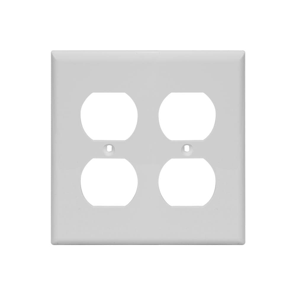Utilitech 3022-WH10 2 -Gang Standard Size White Plastic Indoor Duplex Wall Plate 10 -Pack