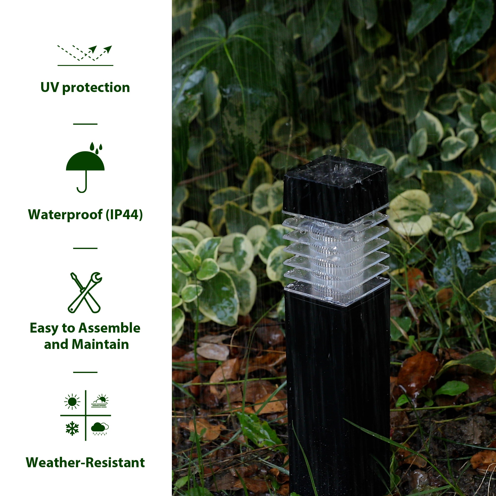 Black LED Dusk to Dawn Pathway Light Set of Six
