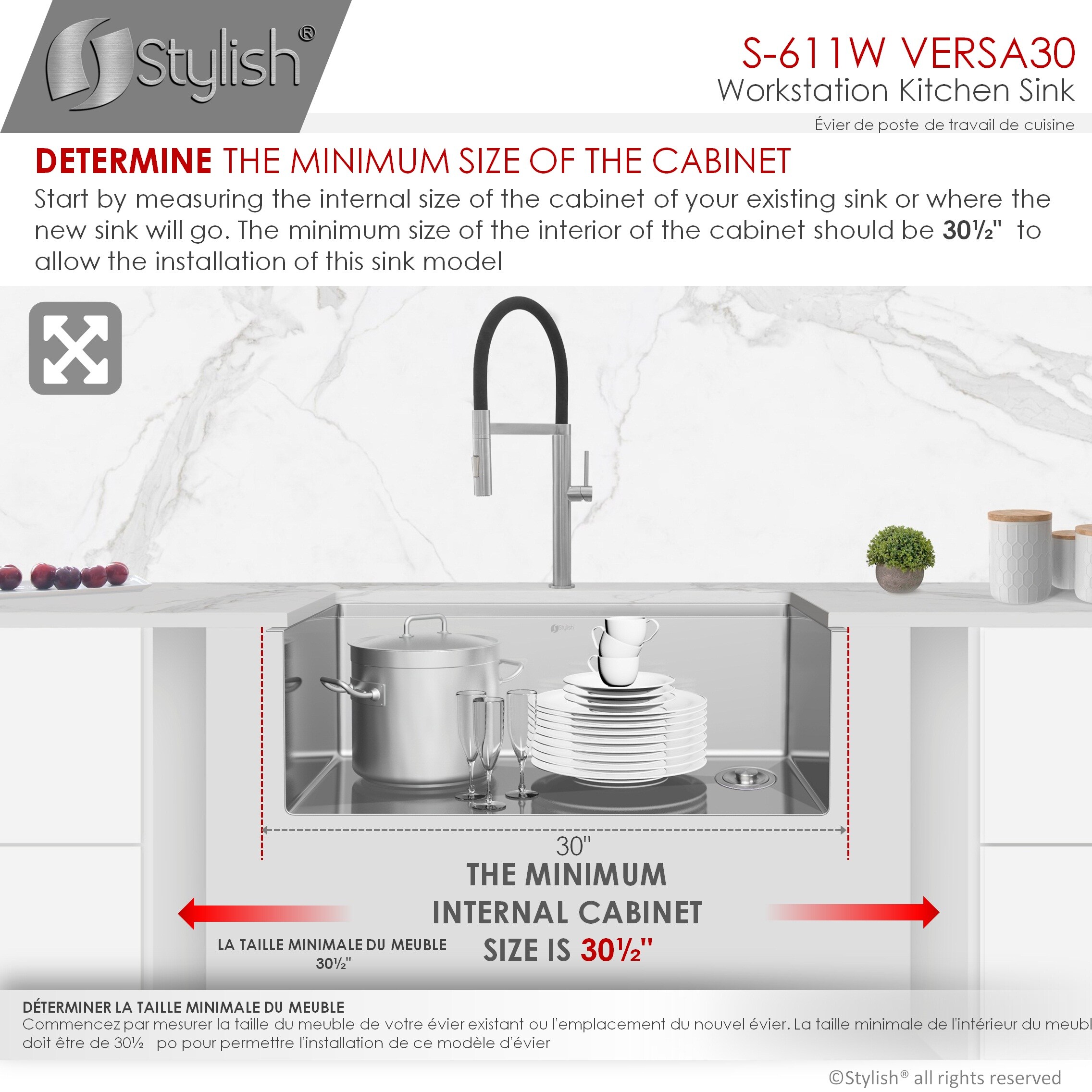 Stylish S-611W1 Kitchen-Sinks - View #6