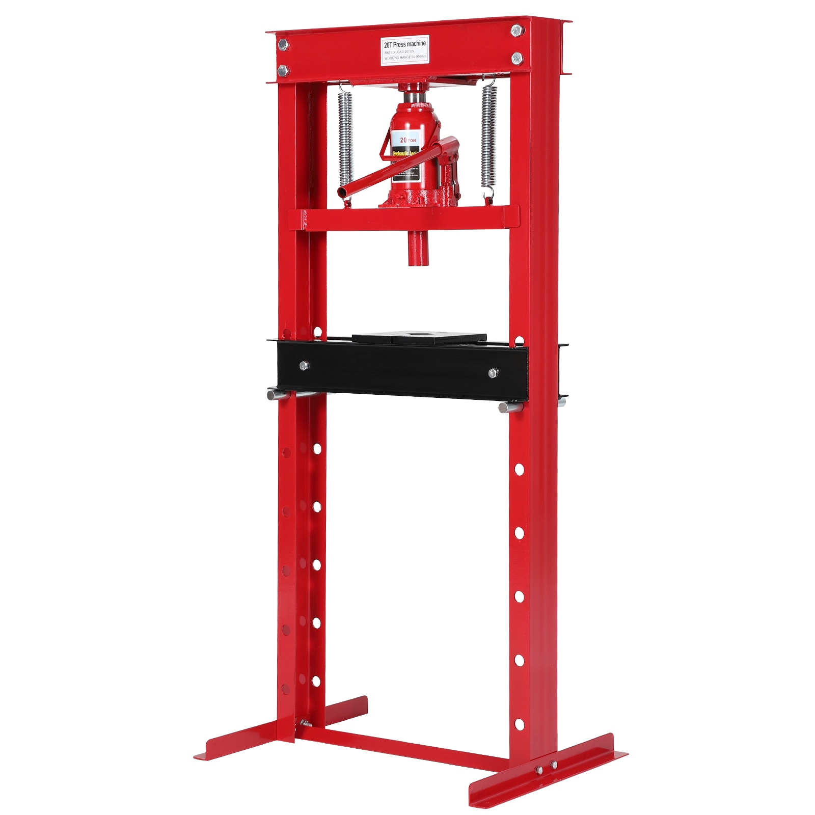 IdealHouse 12 T Hydraulic Shop Press H Frame 2 Hold Adjustable Height with Movable Plates and Dust Cover for Garage or Professional Users Red
