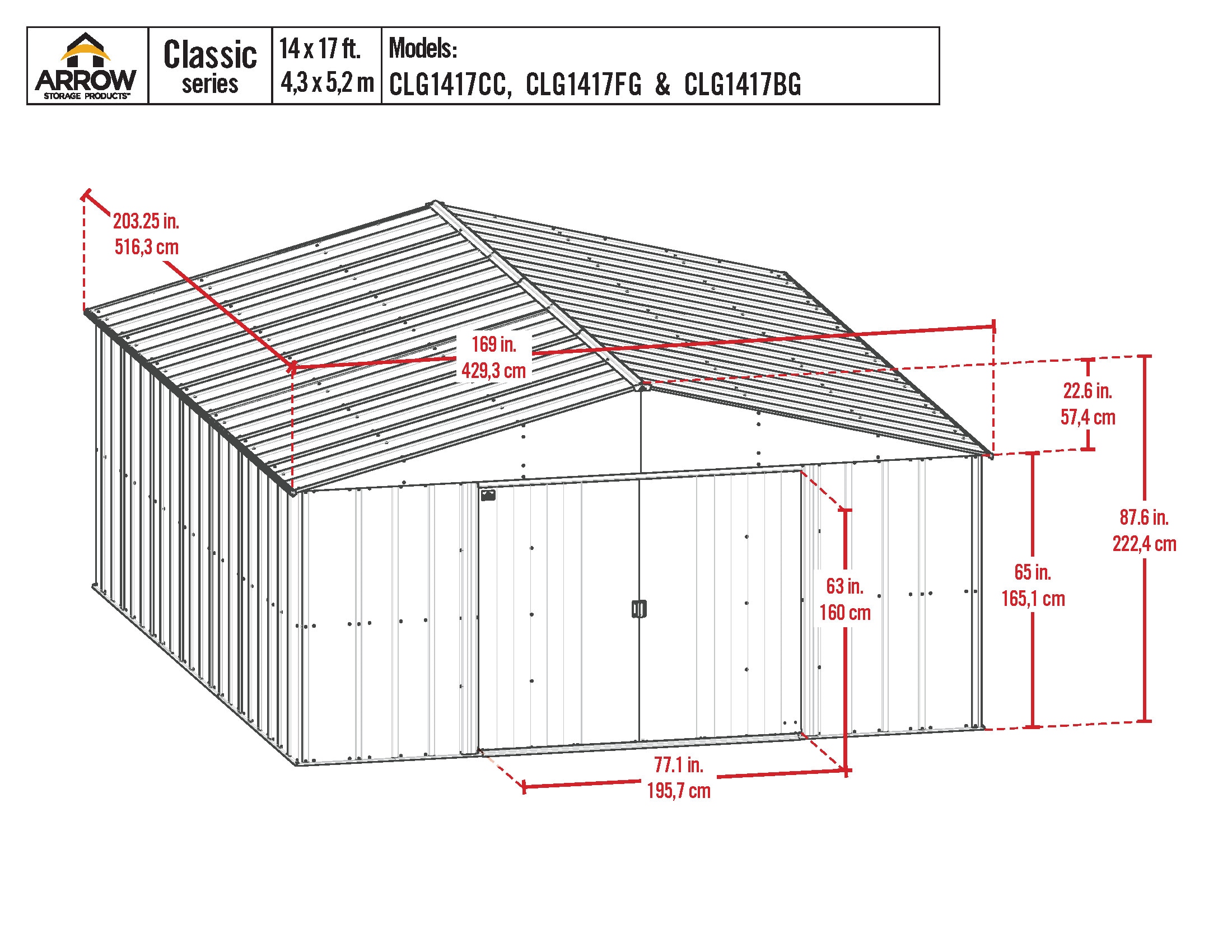 Arrow CLG1417FG Metal-Storage-Buildings-Sheds - View #3