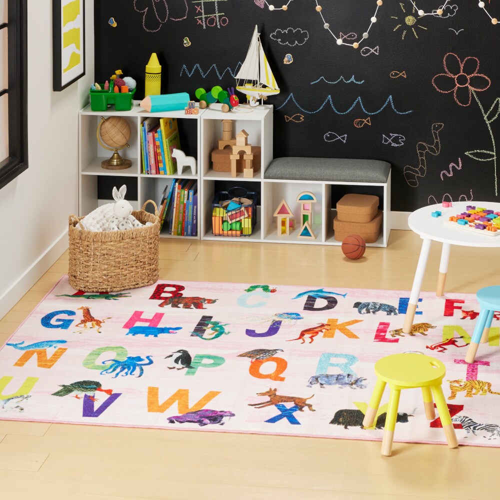 Eric Carle 2A-ECEM04 4 x 6 (ft) Loomed Polyester Pink Rectangular Indoor Machine washable Area rug