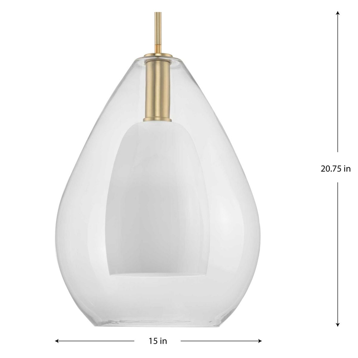 Carillon Brushed Gold Pendant with Clear and Opal Glass Shade