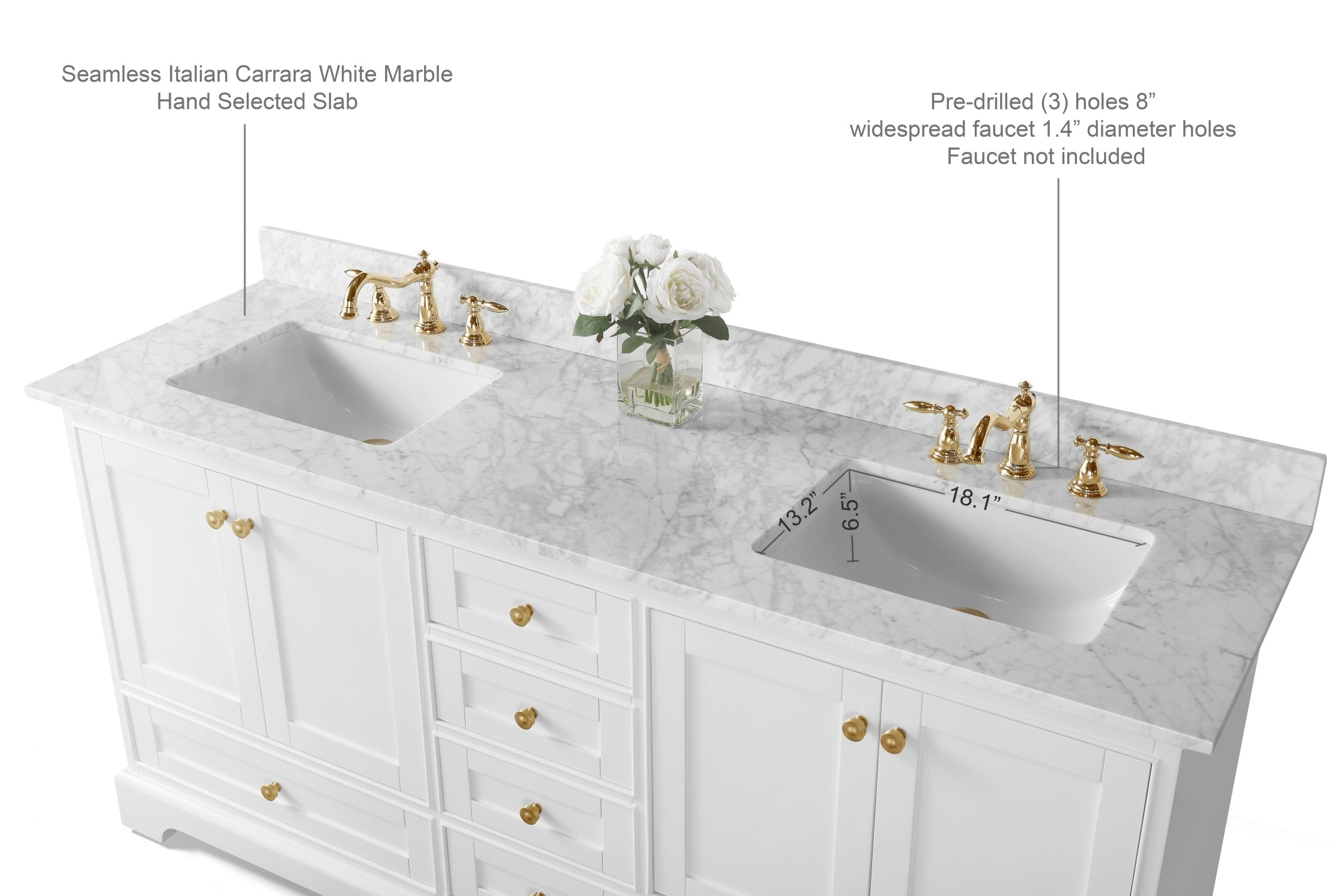 Ancerre Designs VTS-AUDREY-66-W-CWGD Bath-Vanity-Combo - View #4