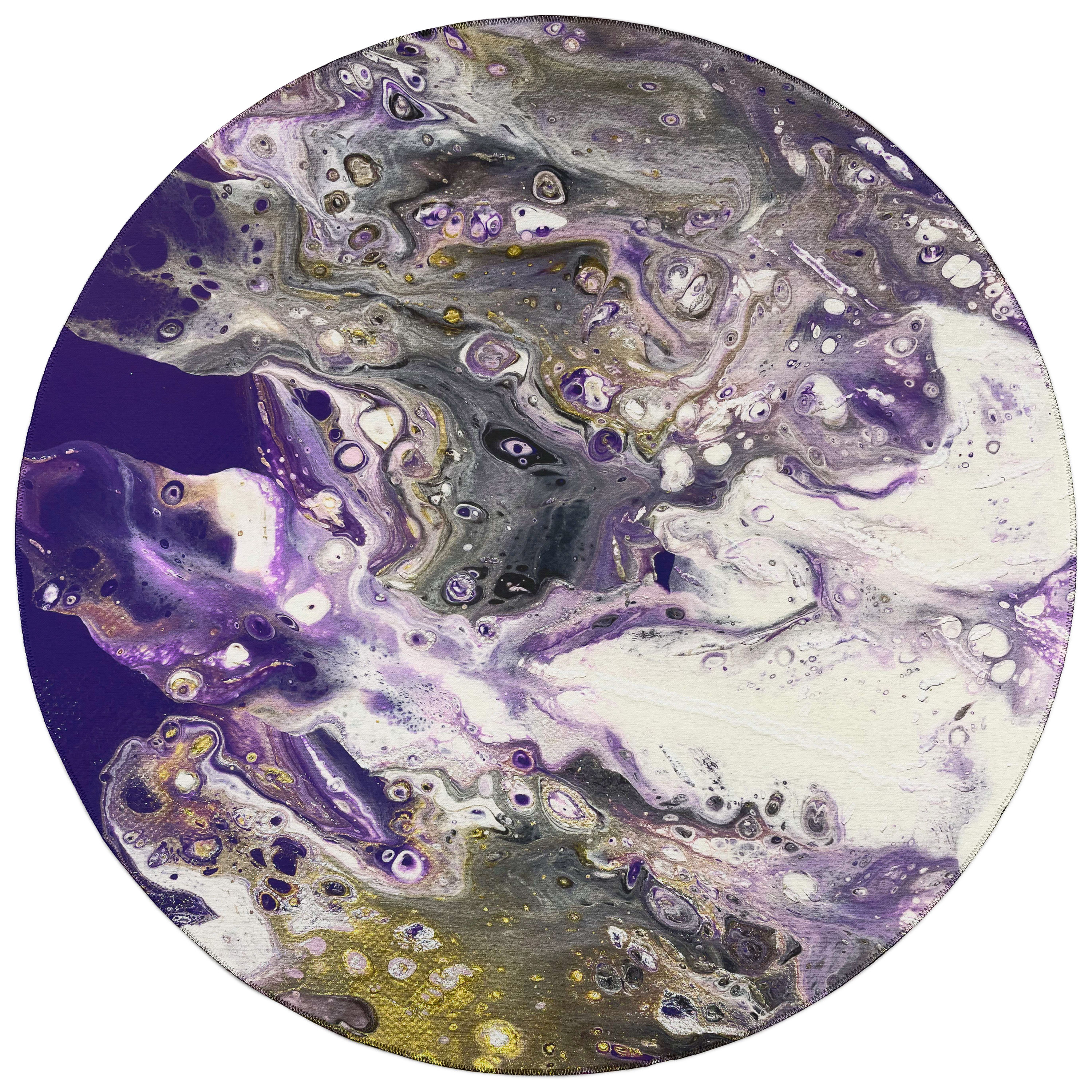 Addison Rugs AKC37AM8RO Karina 8 x 8 (ft) Chenille Amethyst Round Indoor/Outdoor Abstract Bohemian/Eclectic Area rug