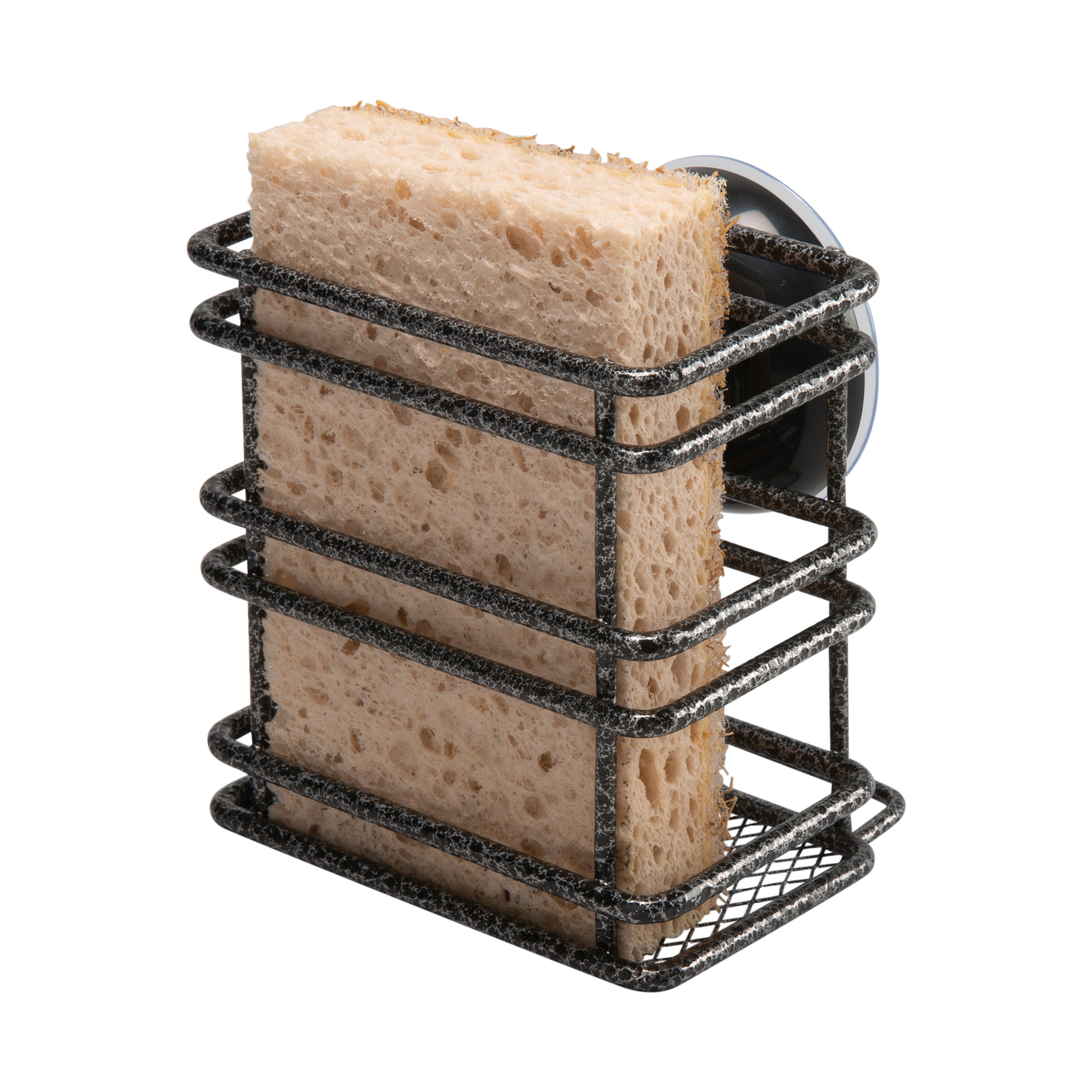 Farmhouse Sponge Holder for Kitchen Sink by Saratoga Home - No-scratch, Rust-Resistant Coated Galvanized Steel with Rustic Wooden Accent, Caddy Fits 2