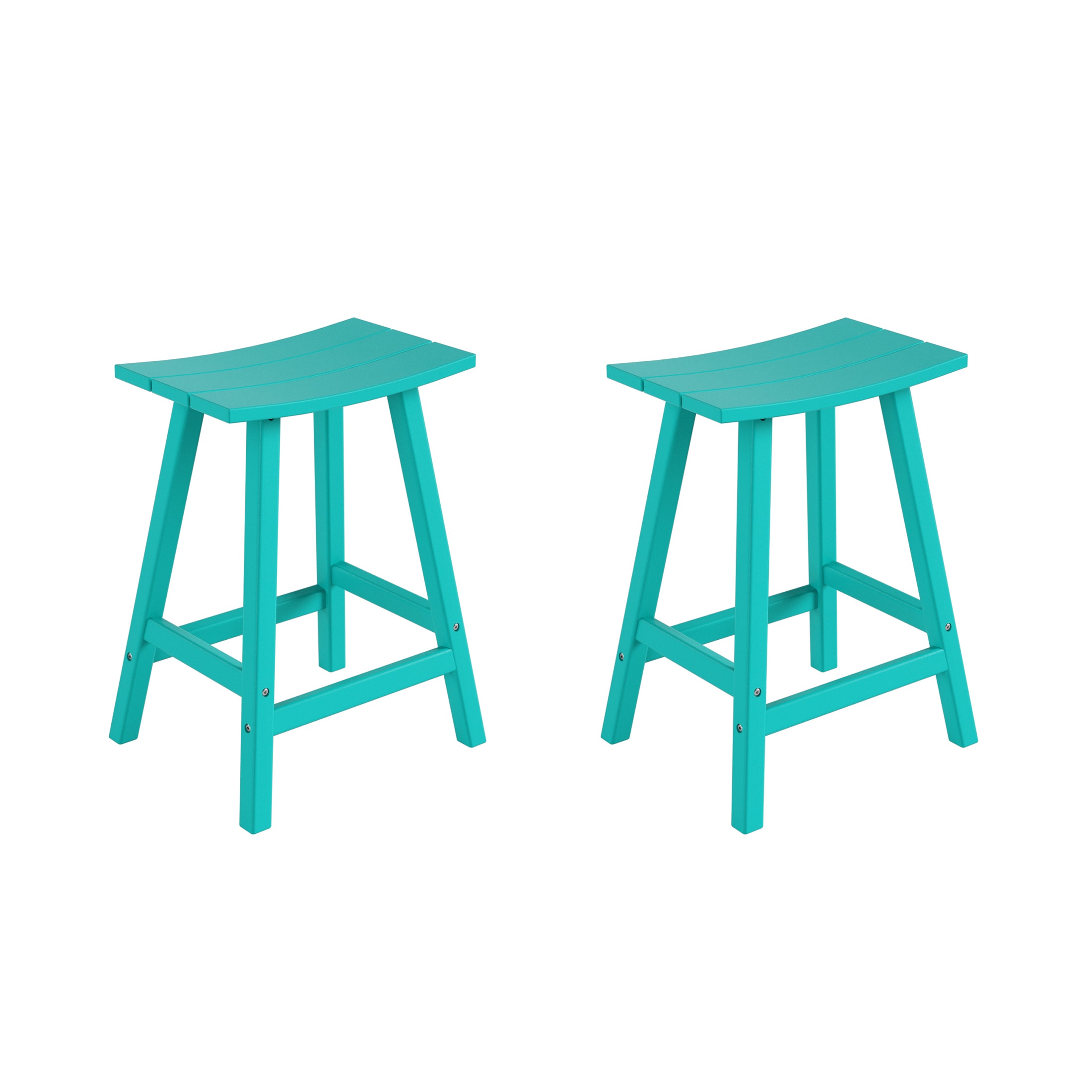 Westin Furniture OP7002-24-TQ2 Laguna Set of 2 Turquoise HDPE Frame Stationary Bar Stool Chair with Slat Seat