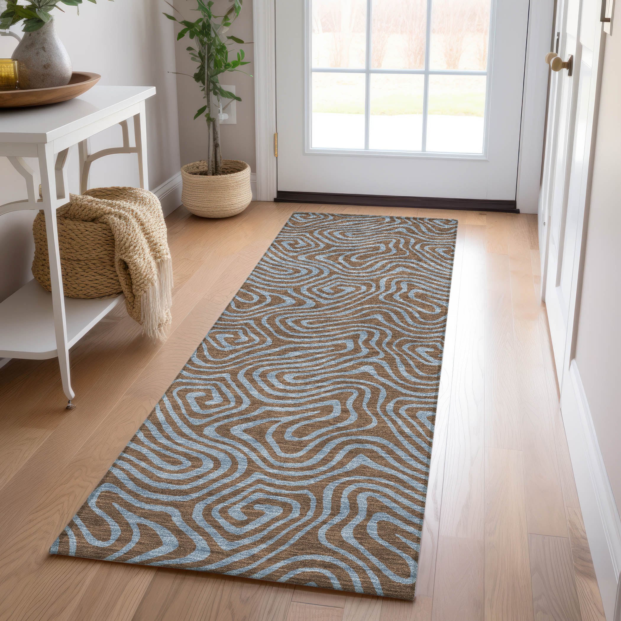 Addison Rugs ACN1031BR2X8 Chantille ACN1031BR 2 x 7 (ft) Polyester Brown Rectangular Indoor/Outdoor Geometric Machine washable Runner rug